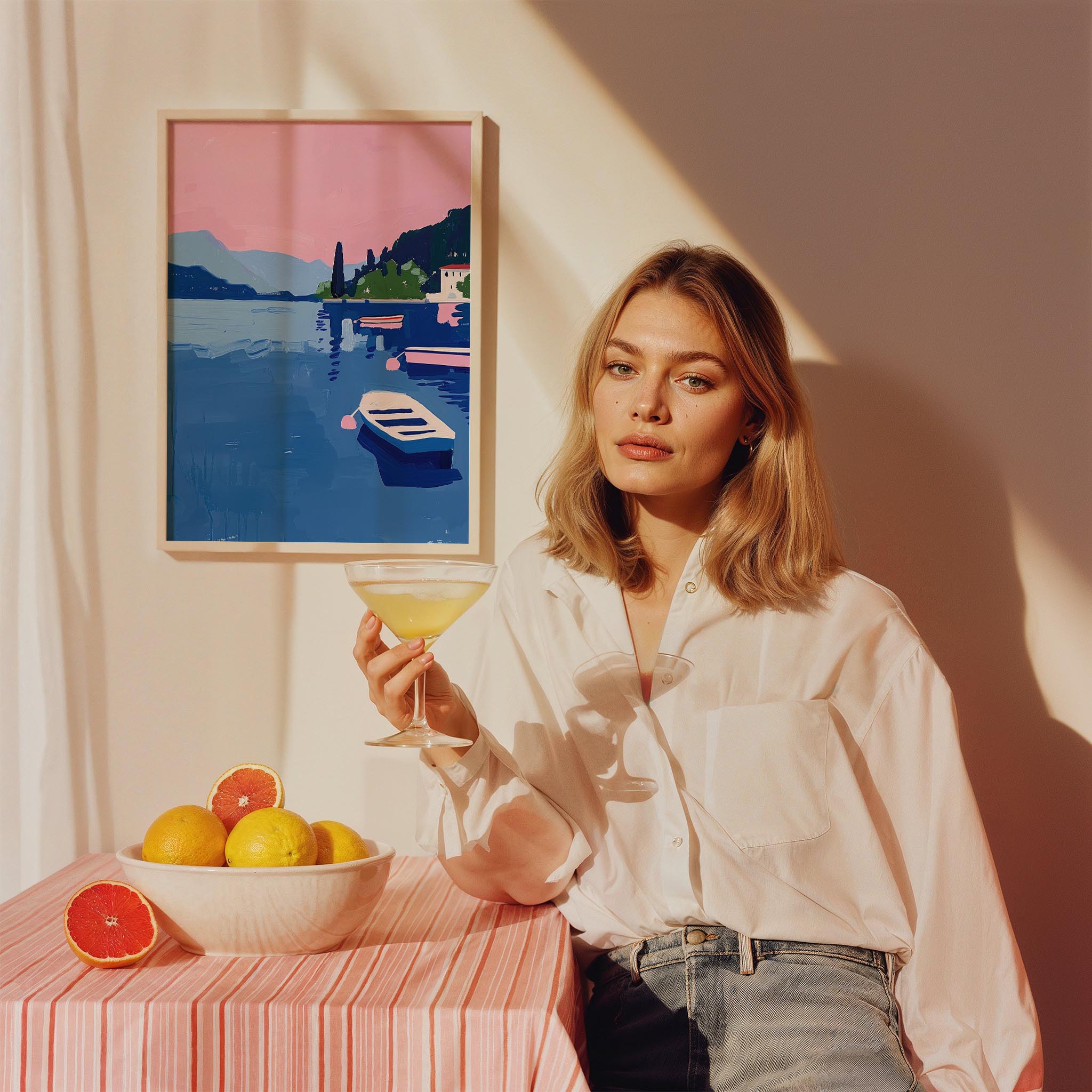 Santorini Gün Batımı Maximalist Manzara - Duvar Tablosu