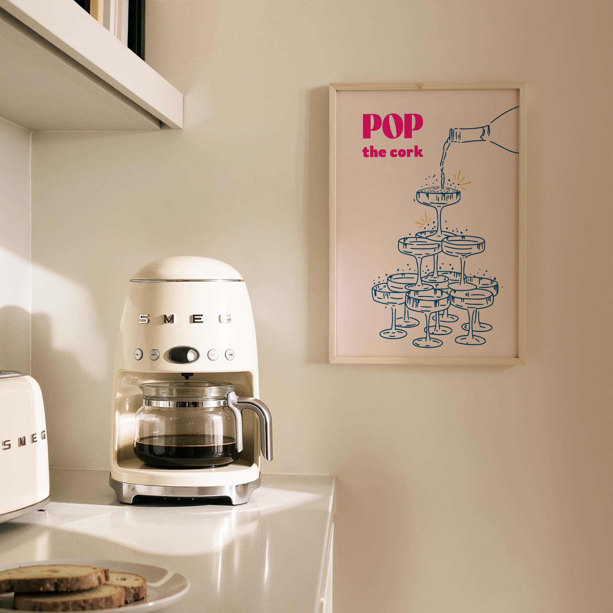 Pop The Cork Tipografi Mutfak Duvar Tablosu