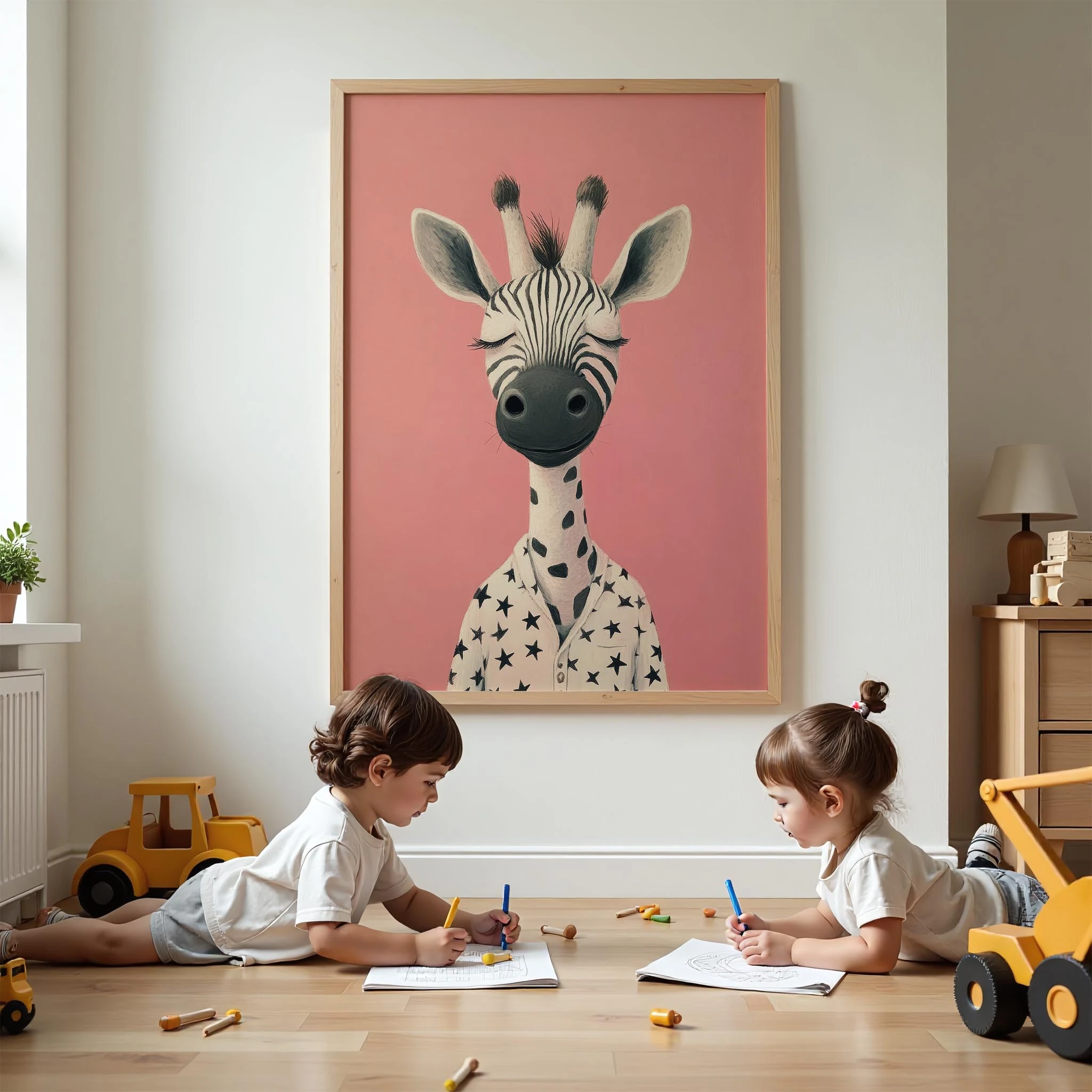 Pijamalı Uykucu Zebra - Pembe Fon