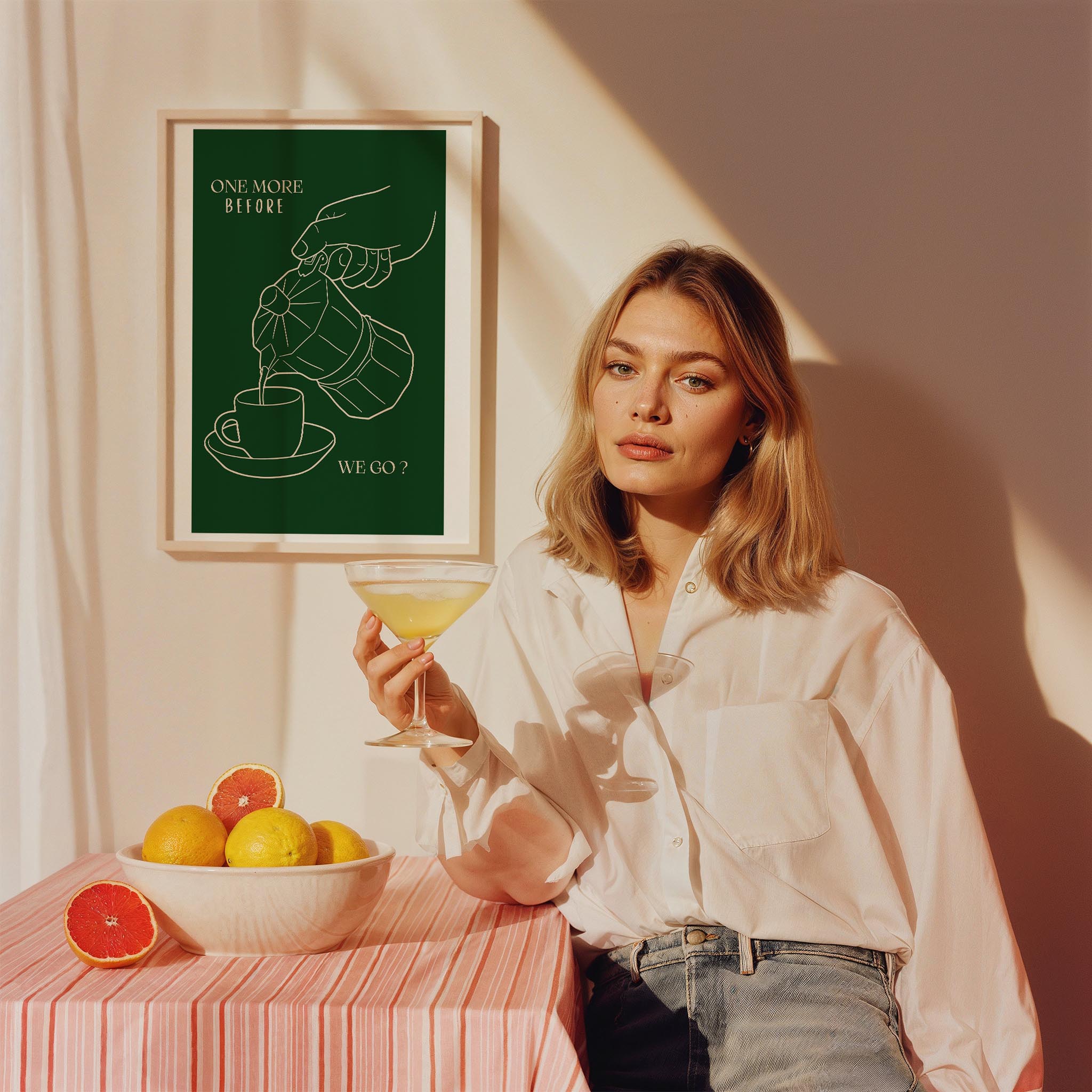 Gitmeden Önce Bir Kahve Daha? Tipografi Mutfak Duvar Tablosu