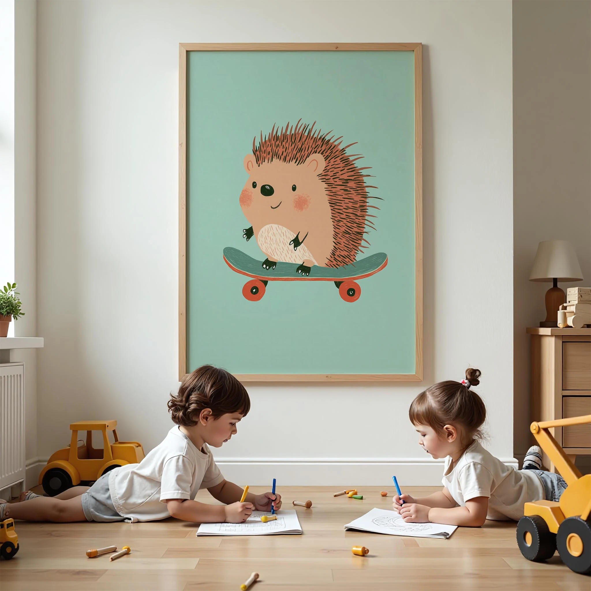 Kaykaycı Cool Kirpi - Mavi Fon