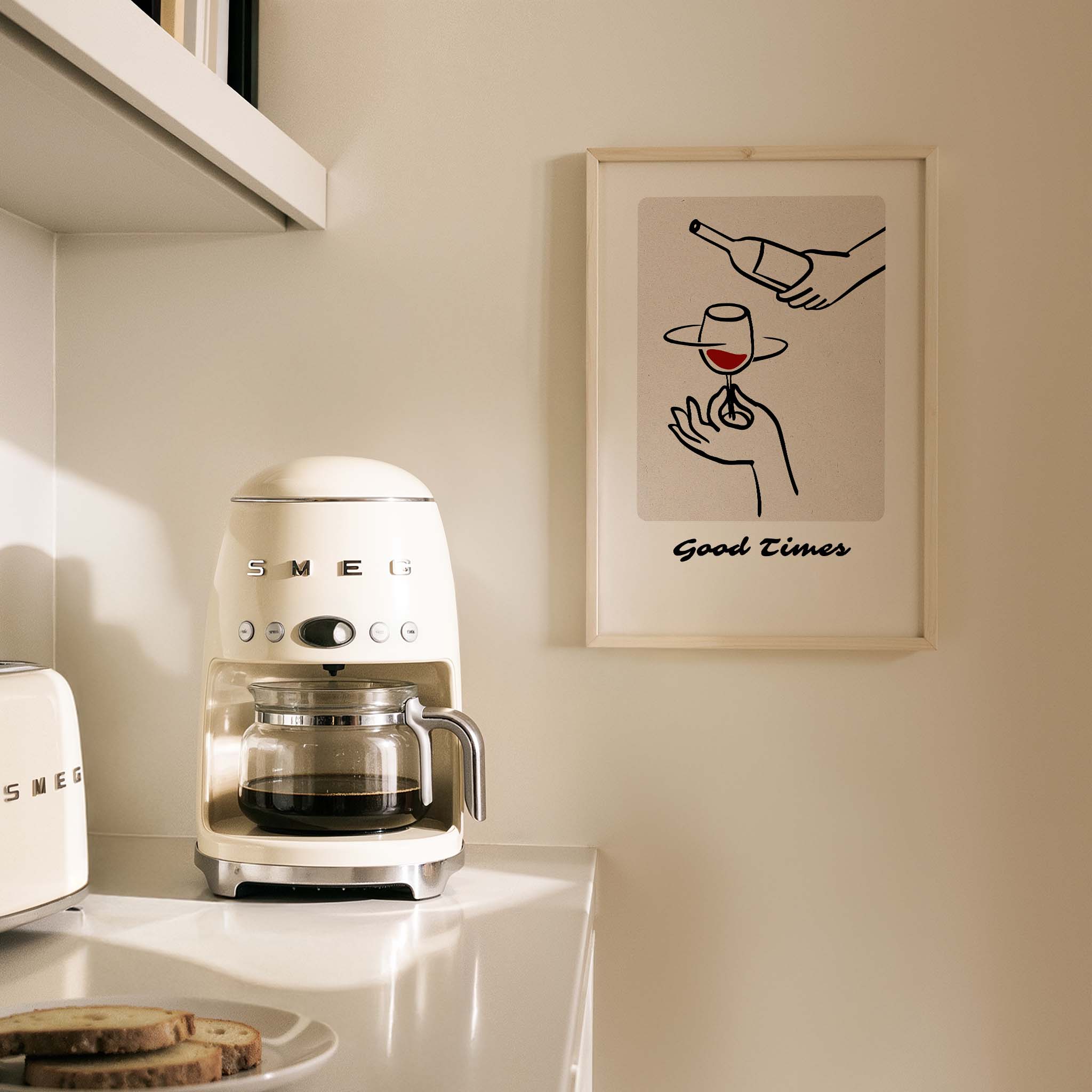 Good Times Şarap Tipografi Mutfak Duvar Tablosu