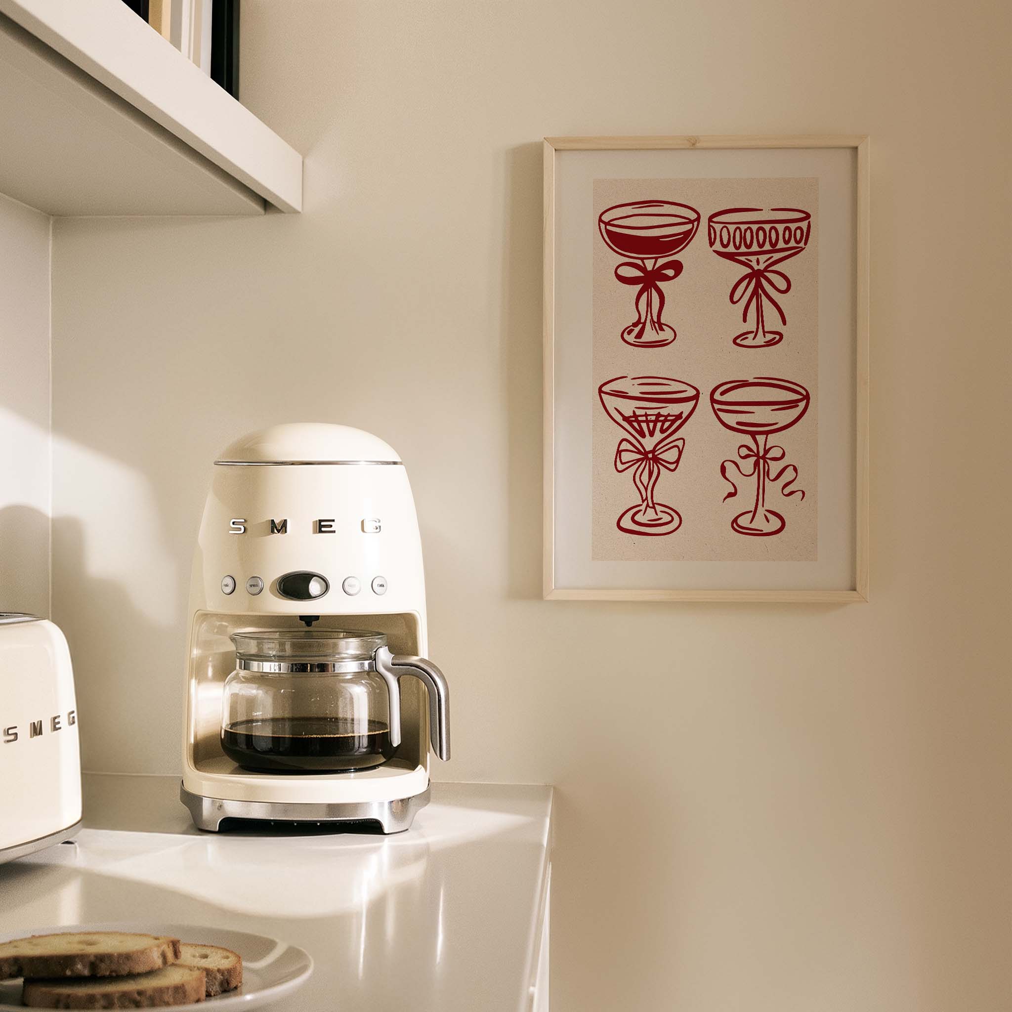 Şarap Kadehleri İllüstrasyon Mutfak Duvar Tablosu II