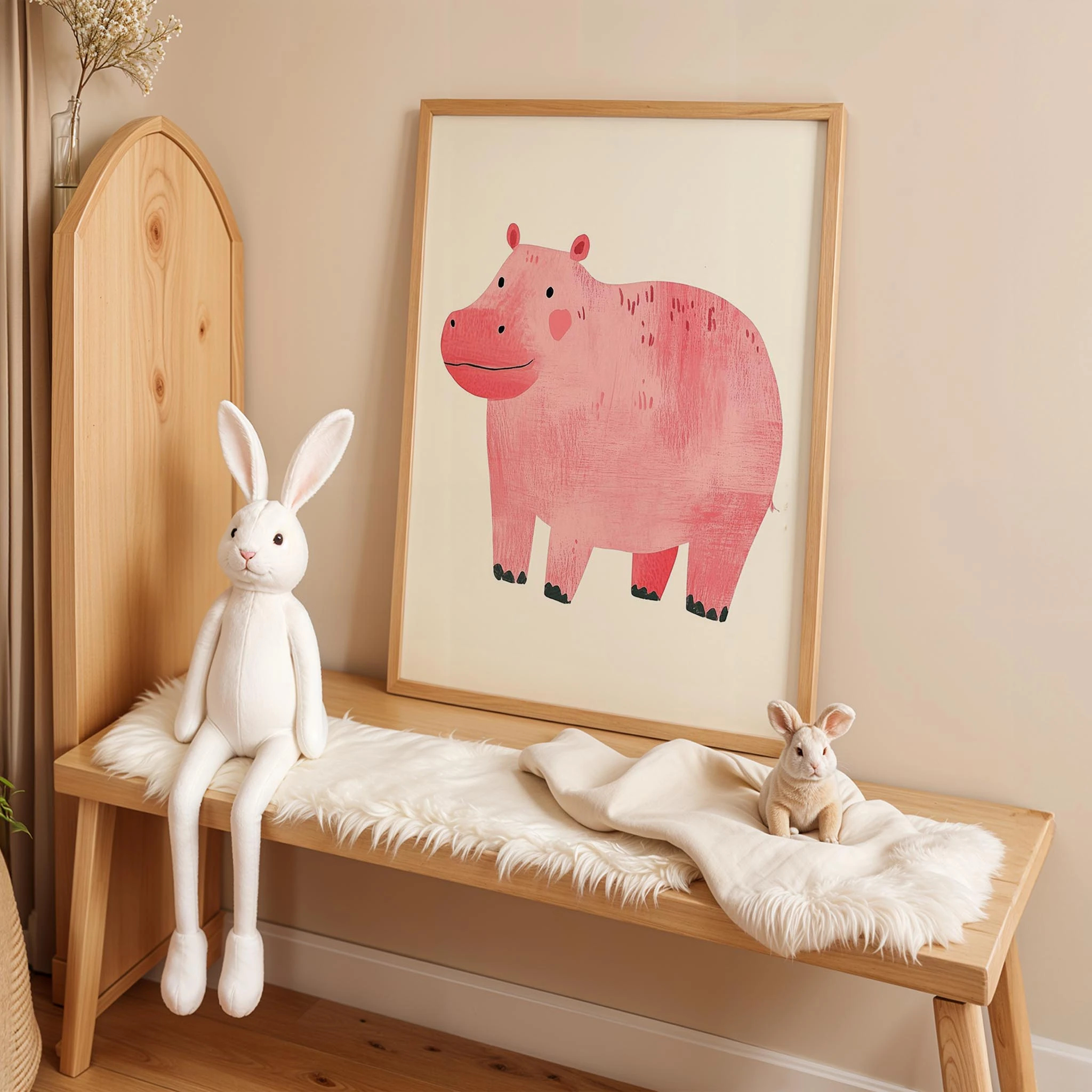 Pembe Su Aygırı - Beyaz Fon