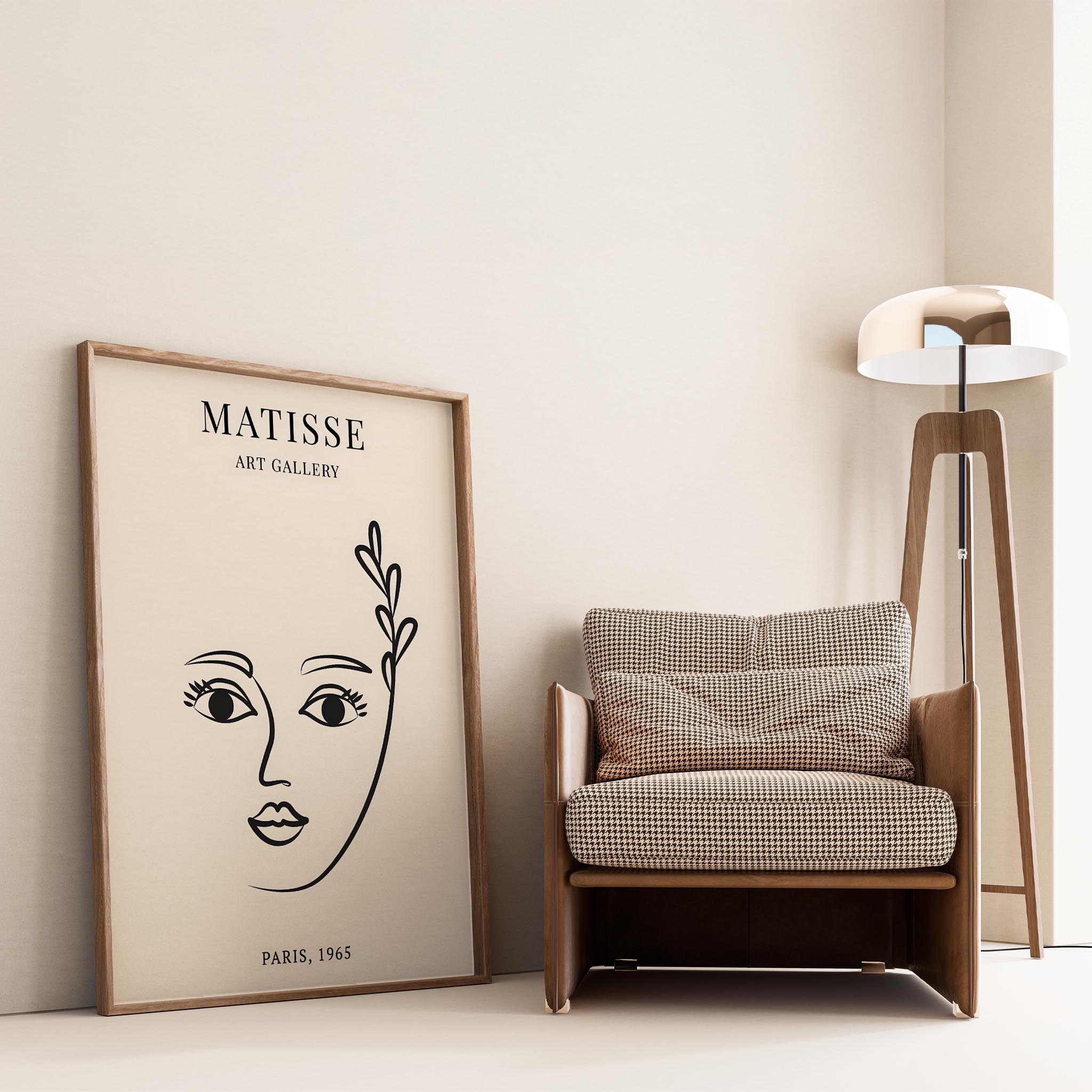 Matisse Kağıt Kesimleri Minimalist Çizgi Sanatı Estetik Kadın Portresi II Duvar Tablosu