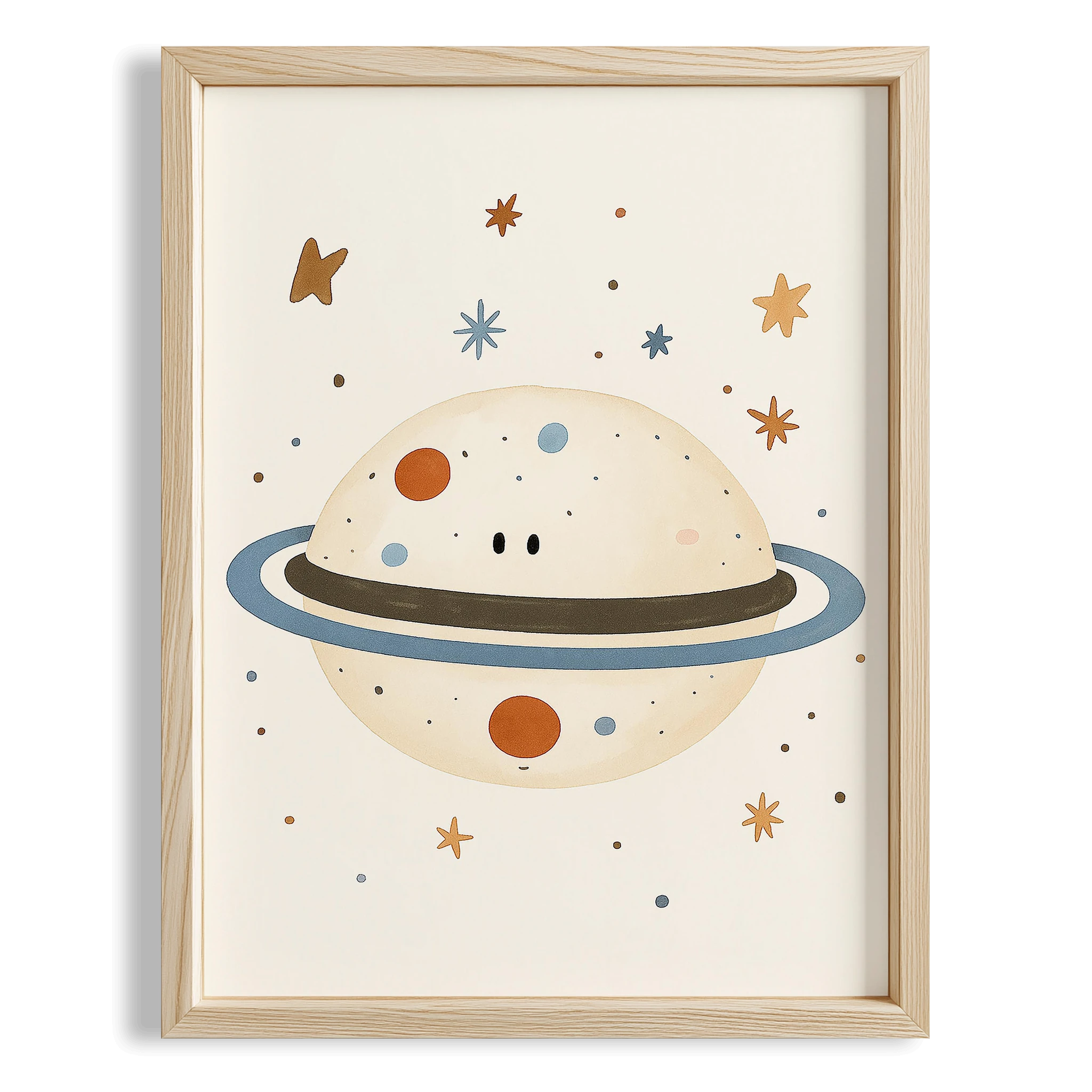 Sevimli Gezegen Uzay Temalı Çocuk Odası Ahşap Tablo