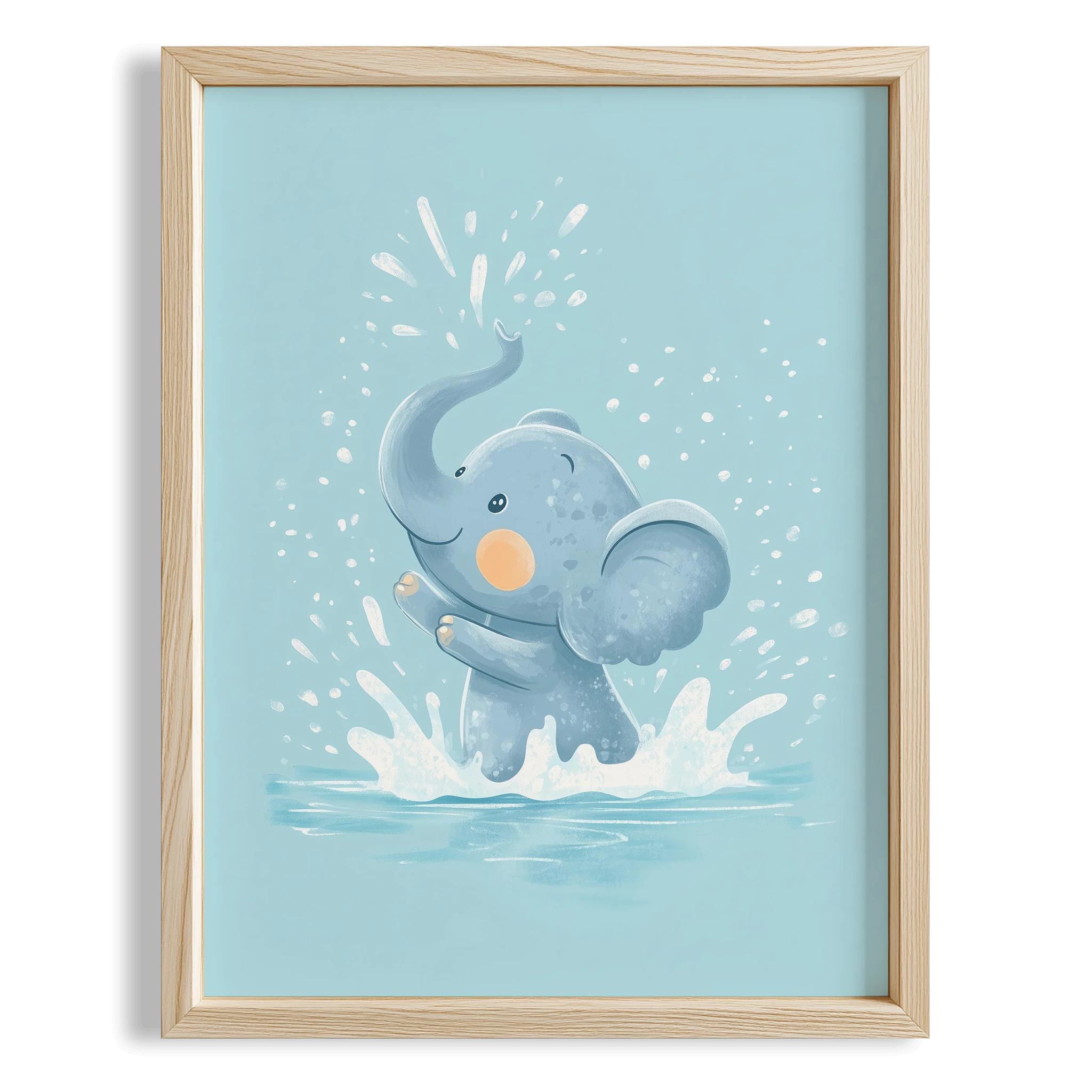 Yüzücü Fil - Mavi Fon