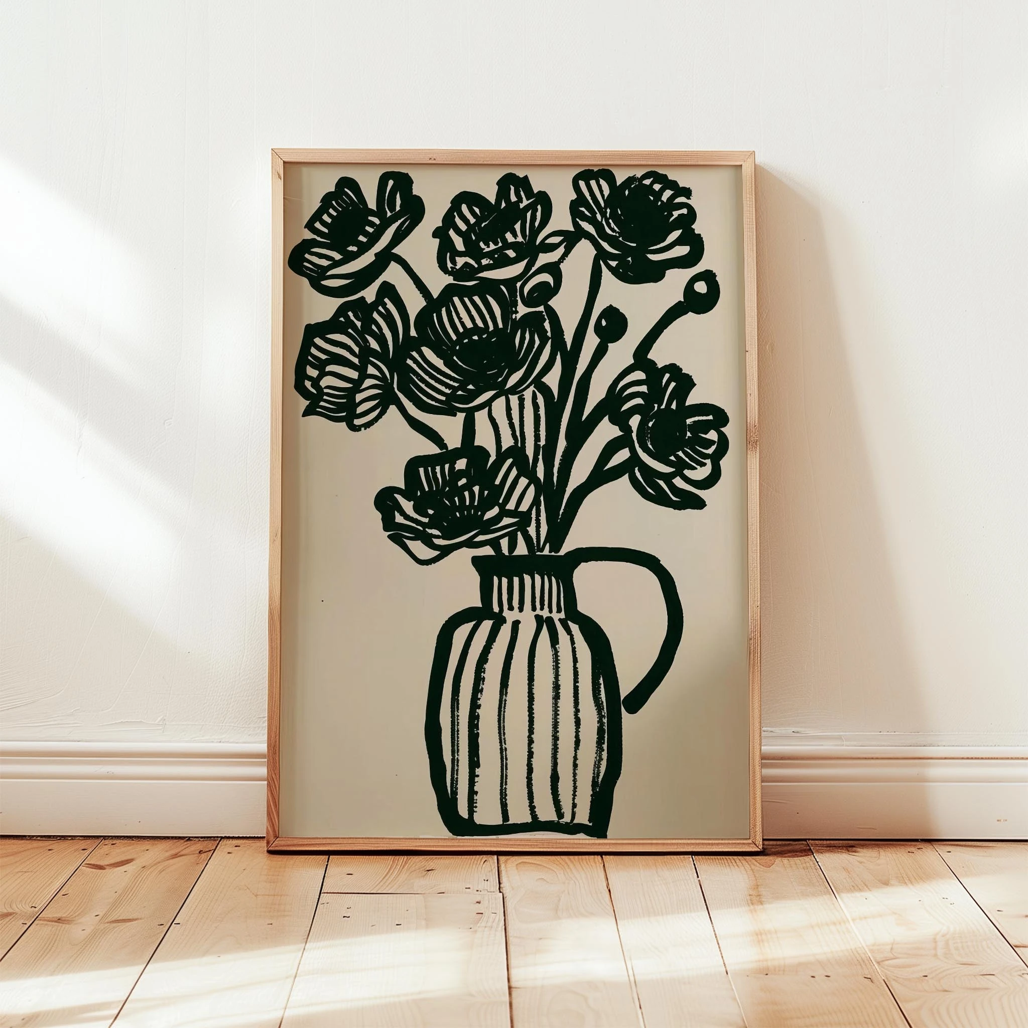 Vazo ve Çiçekler I - Siyah Bej