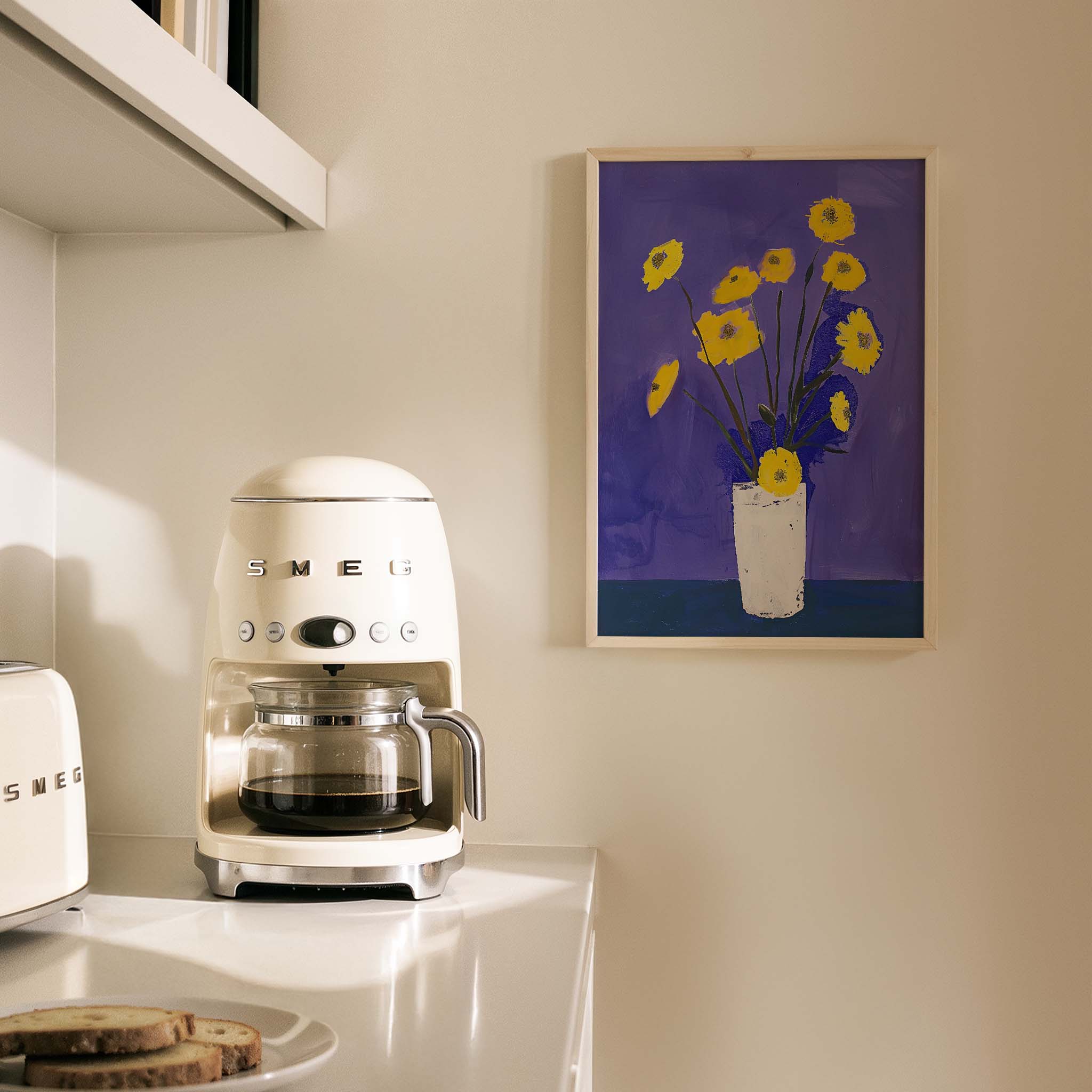 Vazoda Sarı Çiçekler Minimal - Duvar Tablosu