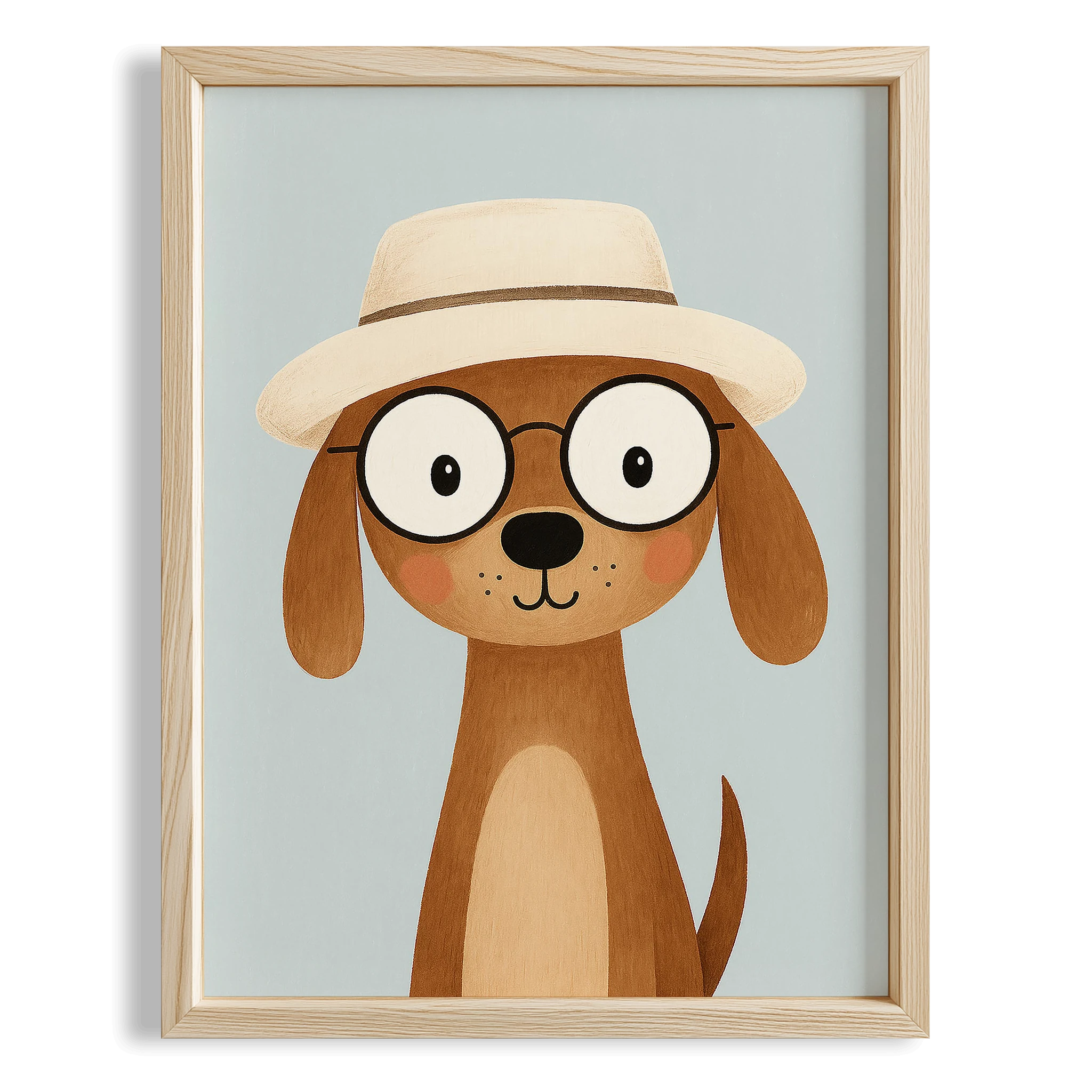 Sevimli Şapkalı Köpek Hayvan Temalı Çocuk Odası Ahşap Tablo