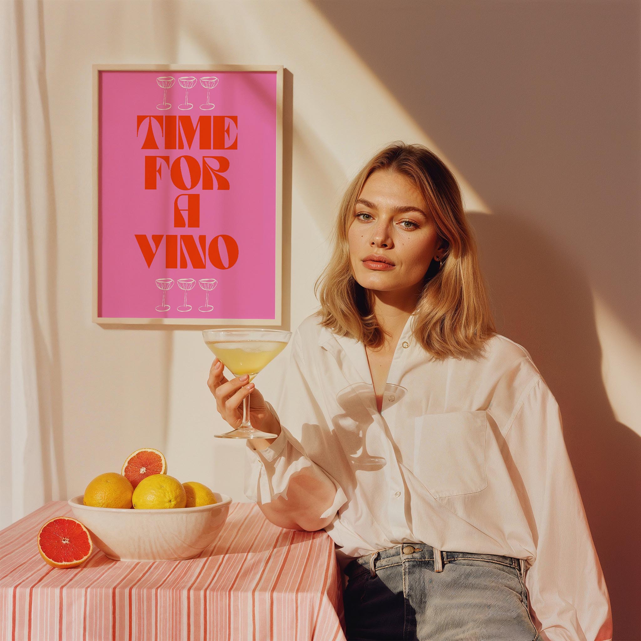 Time for Vino Şarap Zamanı Tipografi Mutfak Duvar Tablosu