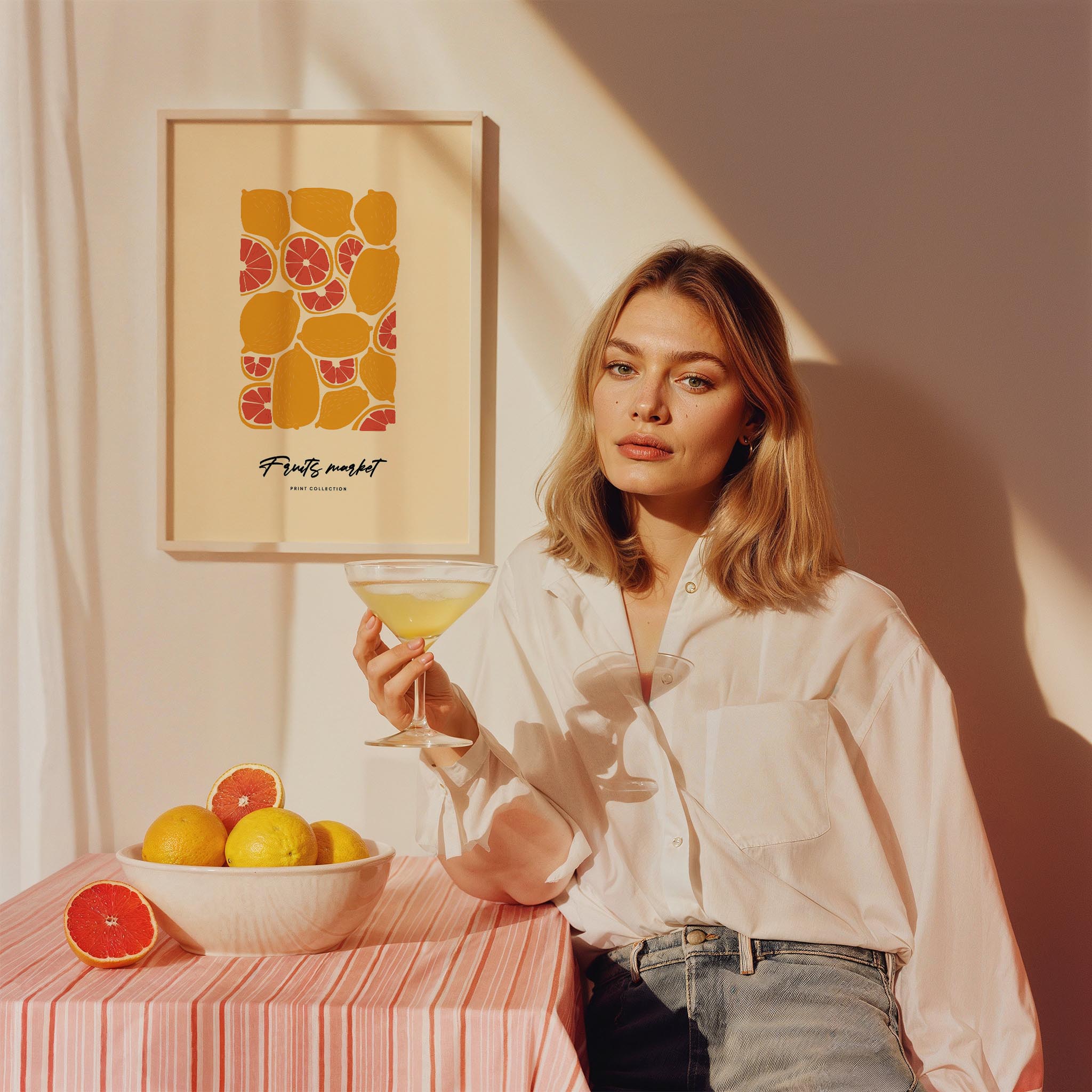 Kan Portakalı Fruits Market Meyveler Mutfak Duvar Tablosu