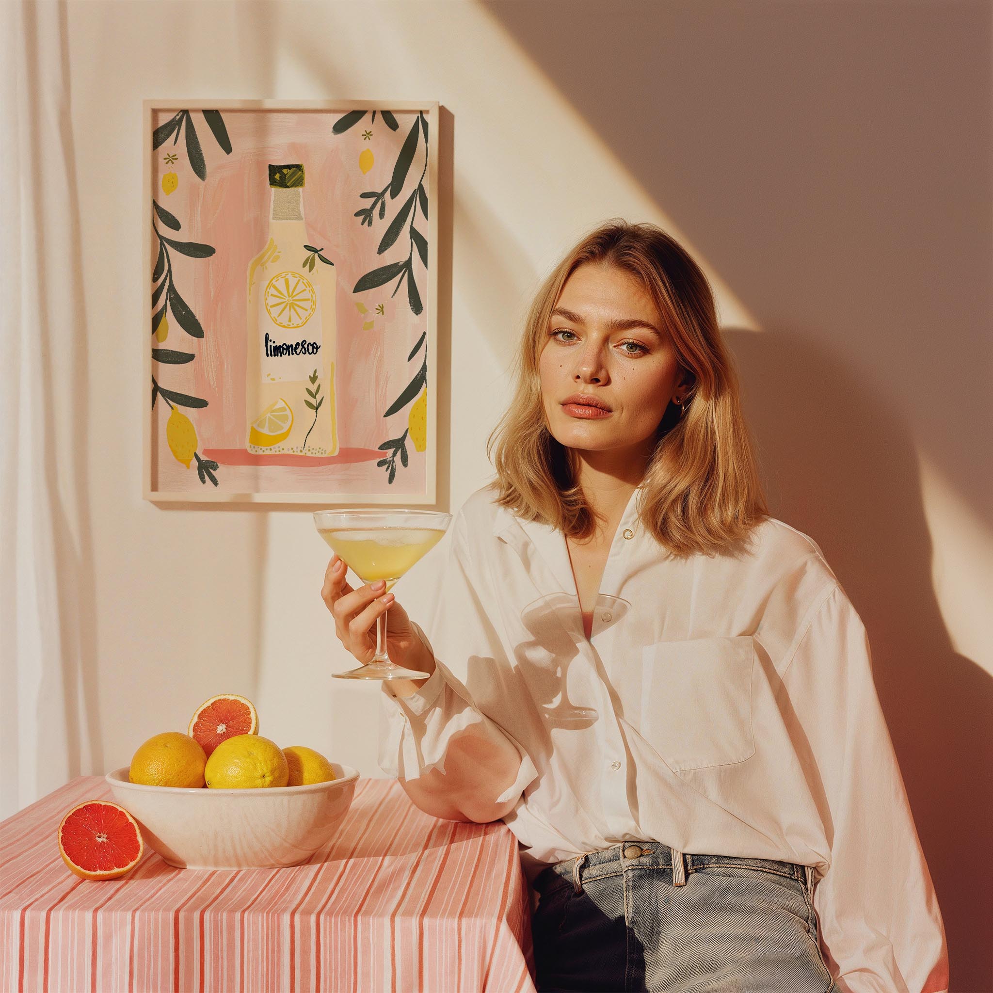 Limoncello Natürmort Akdeniz İtalya Koleksiyonu Mutfak Duvar Tablosu