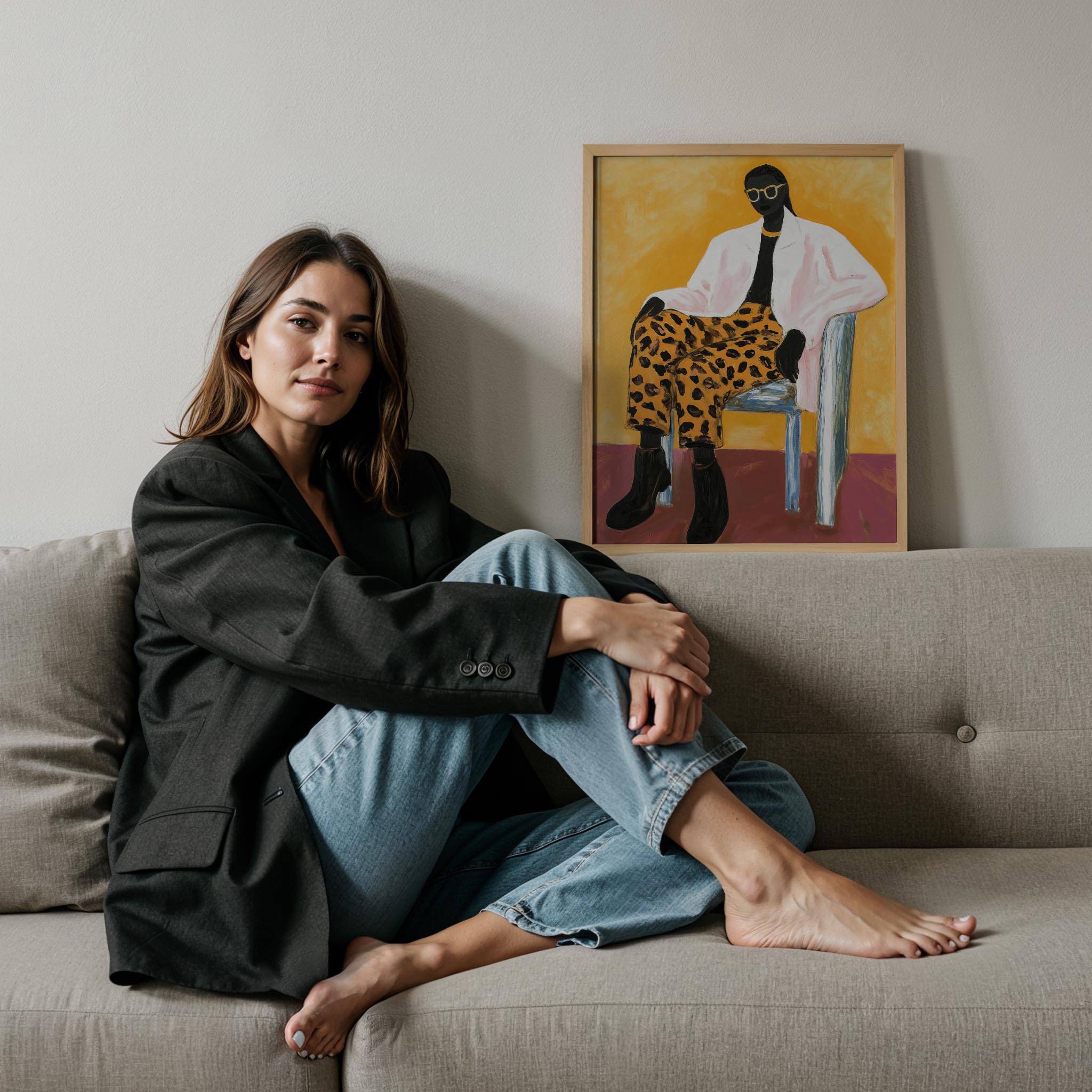 Kadın Portre XXXVII - Sarı Leopar Stil