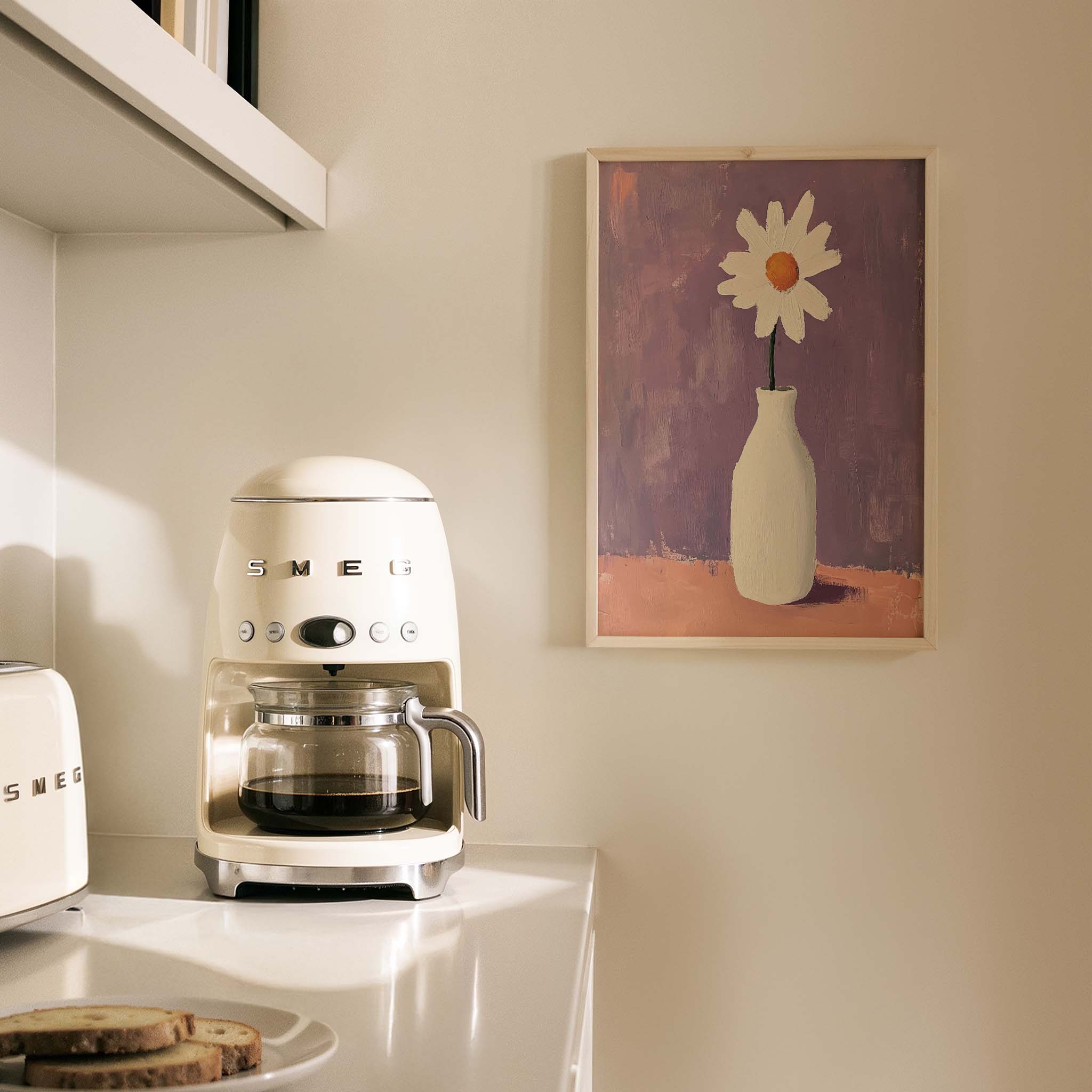 Beyaz Papatya Minimal Vazo - Duvar Tablosu