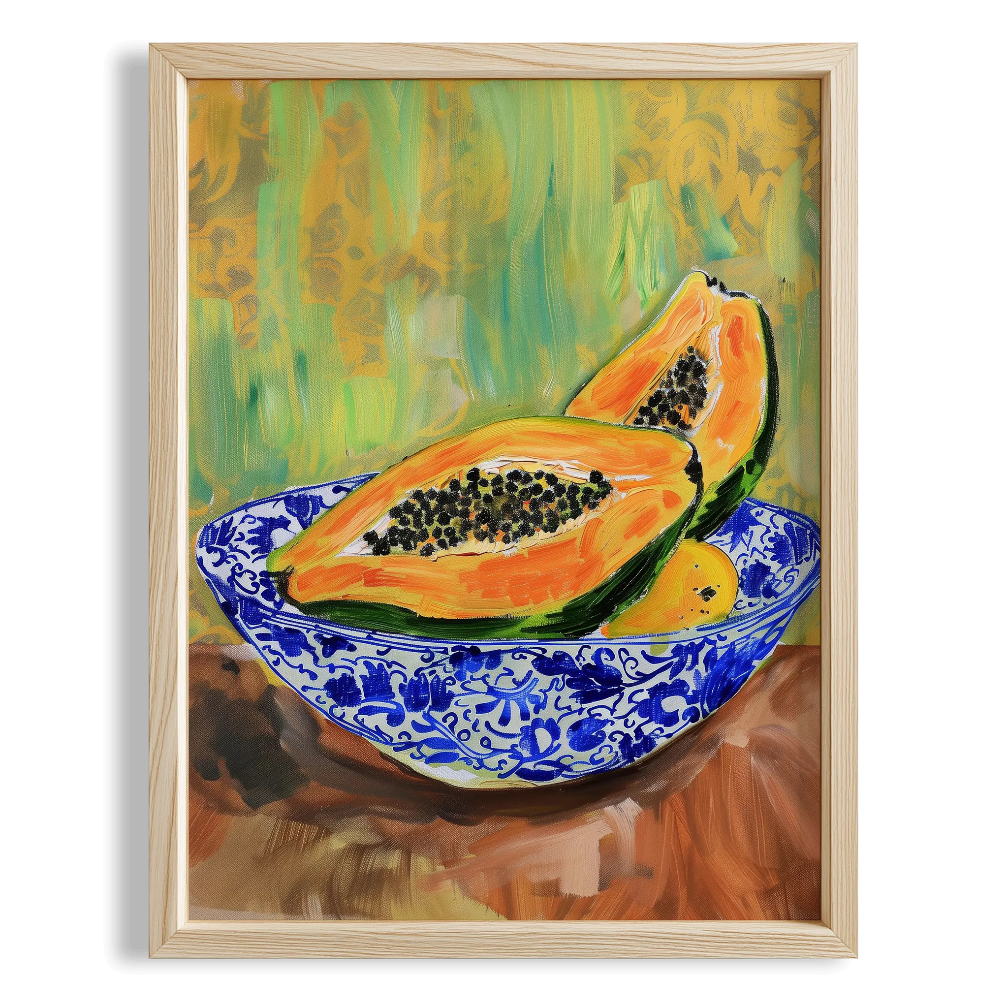 Papaya ve Seramik Kase Akdeniz Koleksiyonu Mutfak Duvar Tablosu II