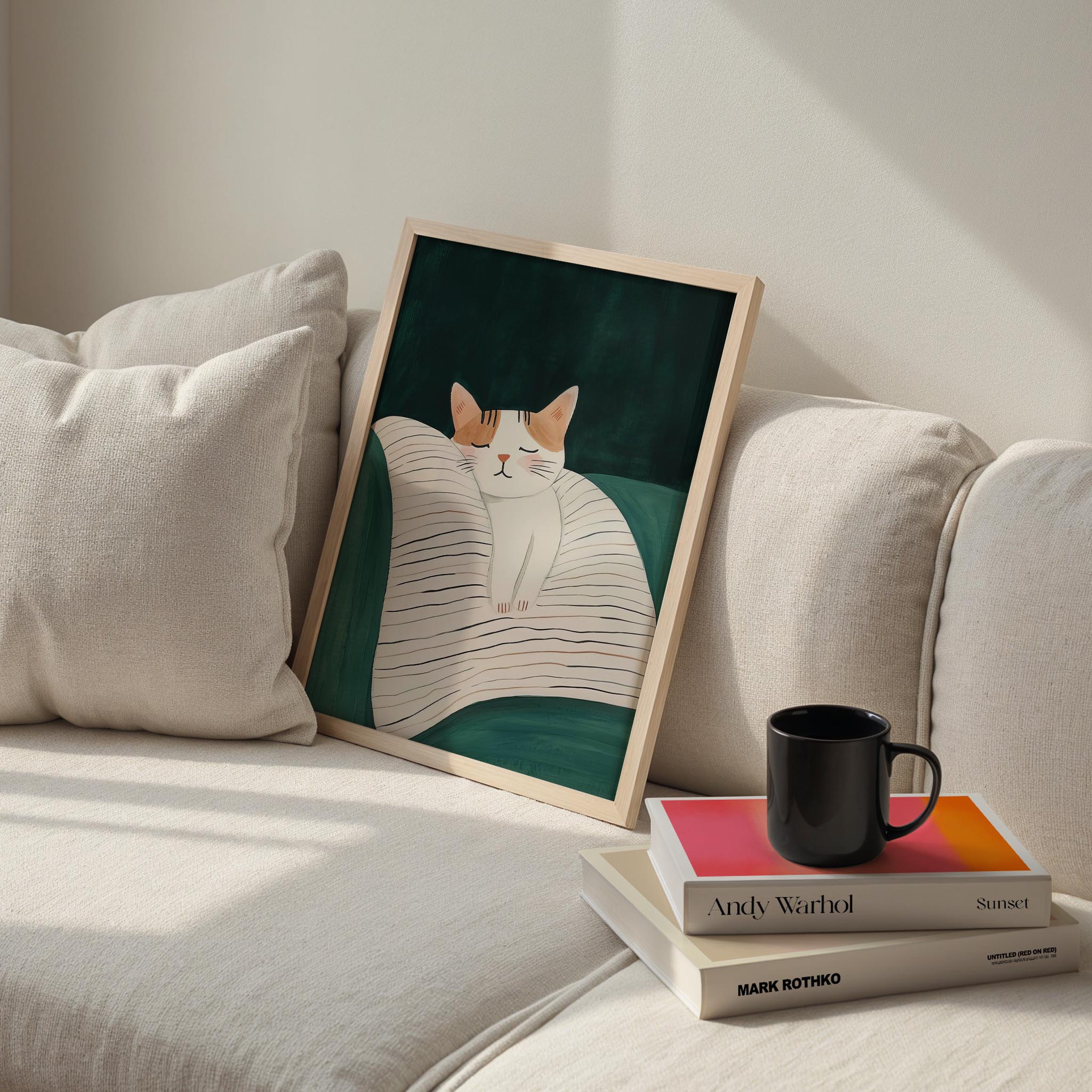 Kedi Portre XII - Minimalist Çizgili