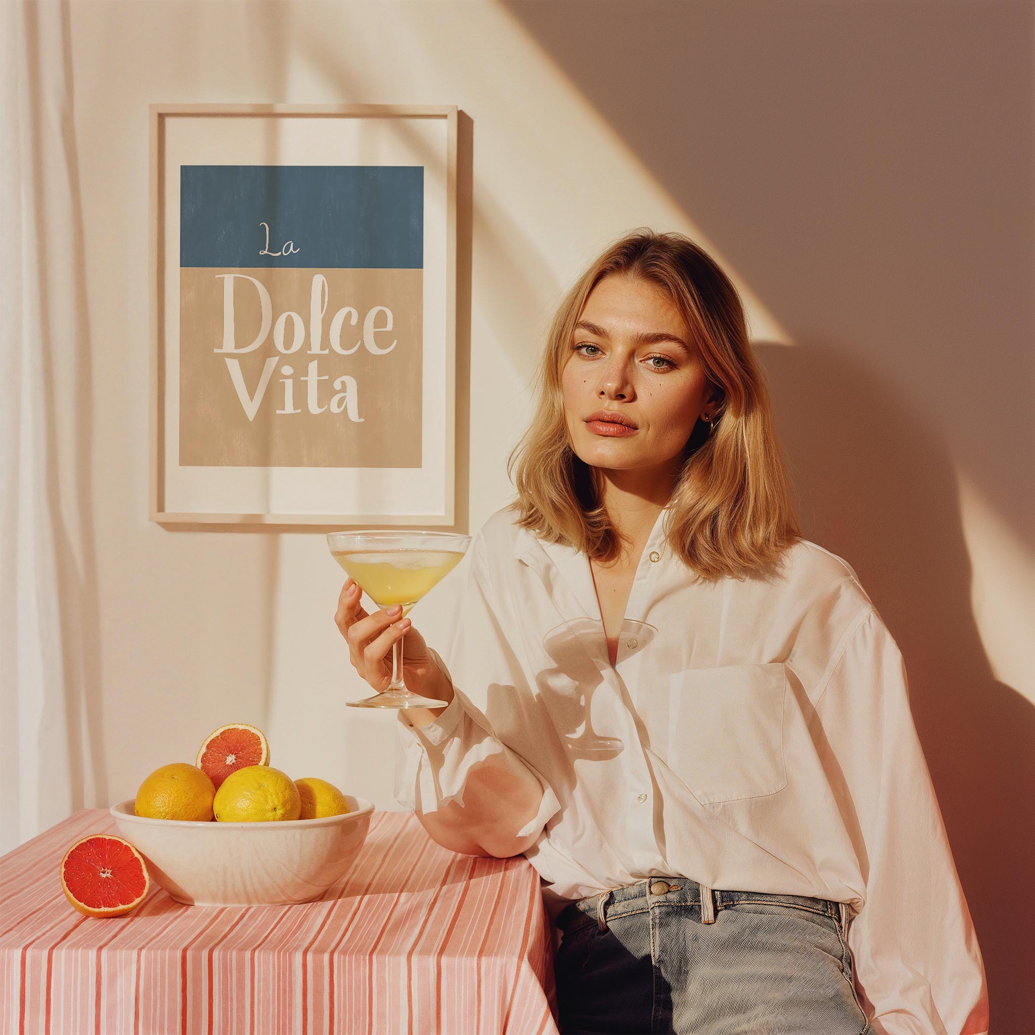 La Dolce Vita Minimal İtalyanca Tipografi Mutfak Duvar Tablosu