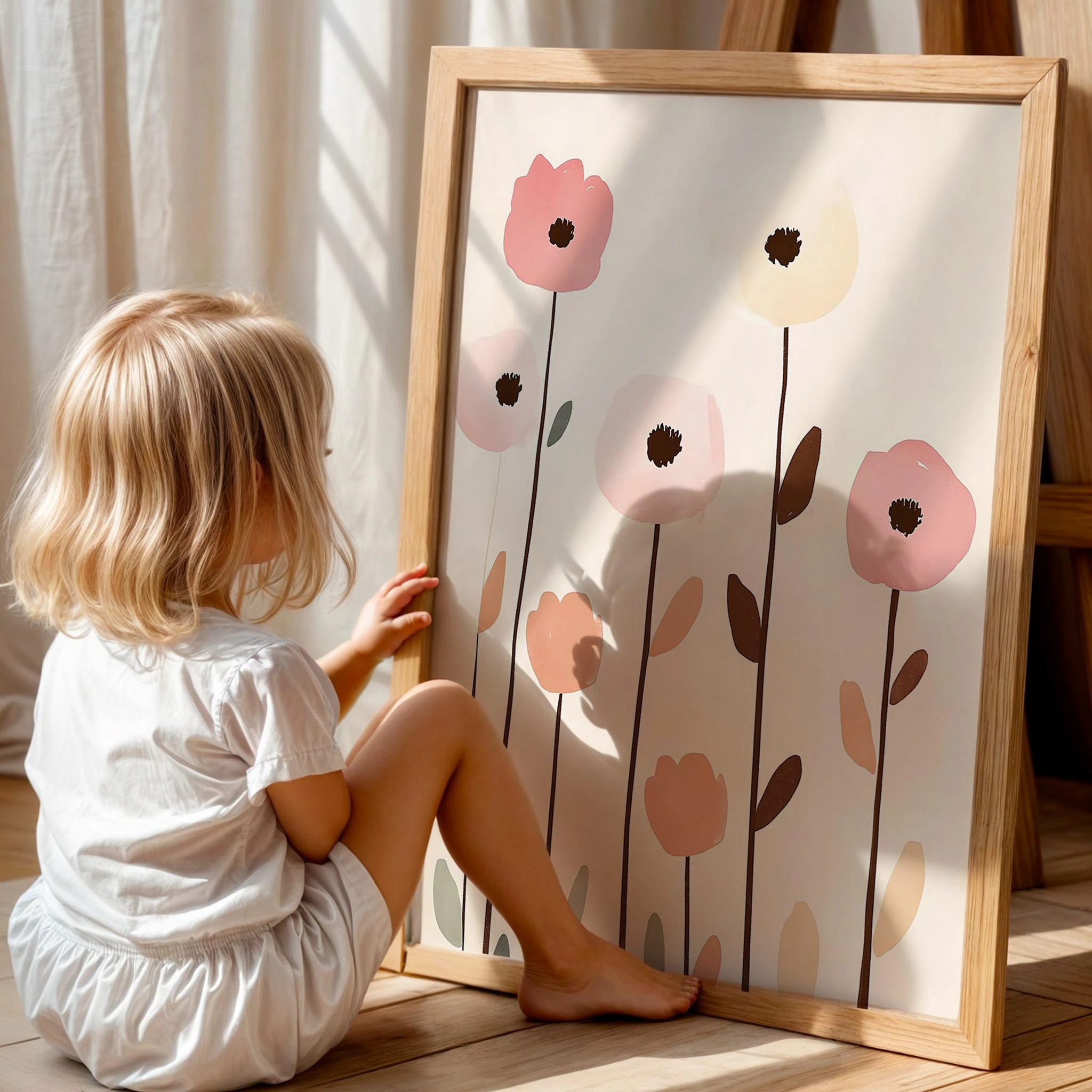 Bohem Laleler Kız Çocuk Odası Ahşap Tablo