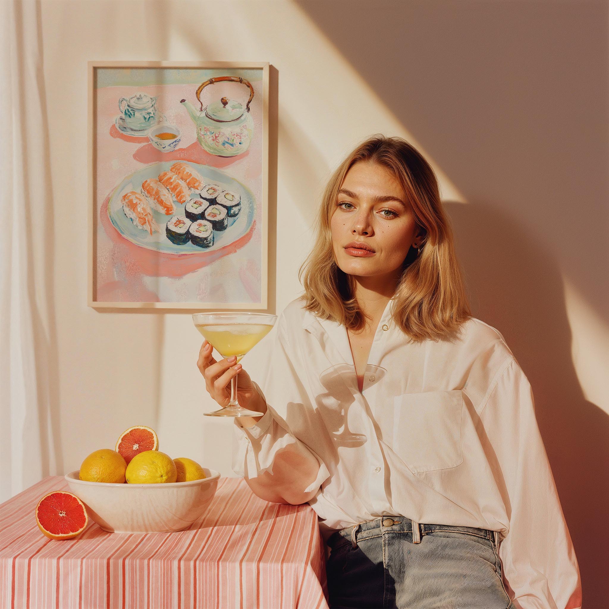 Sushi Sofrası ve Çay Seremonisi Japon Tarzı Mutfak Duvar Tablosu