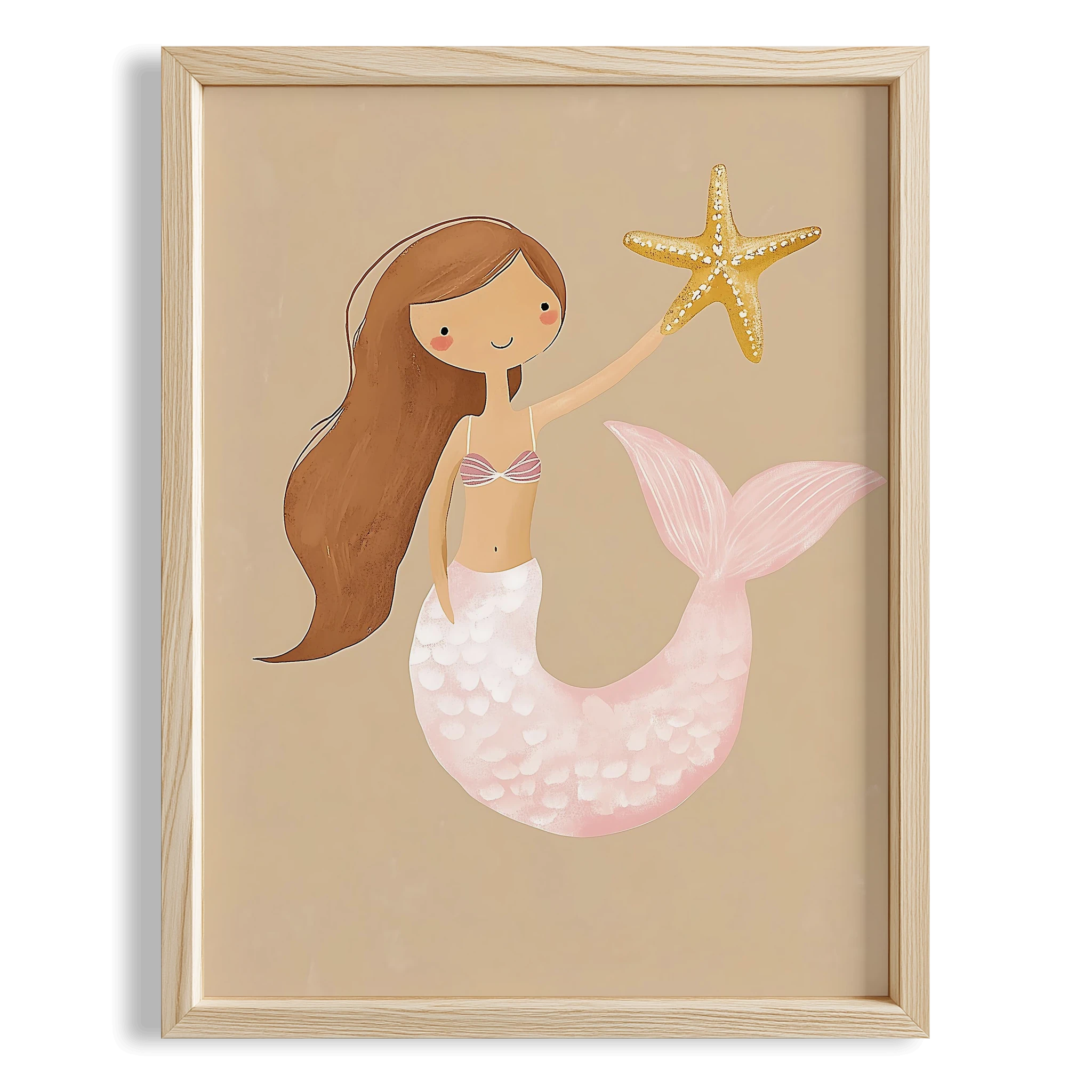 Deniz Kızı Yıldız - Bohem Kız Çocuk Odası Ahşap Tablo