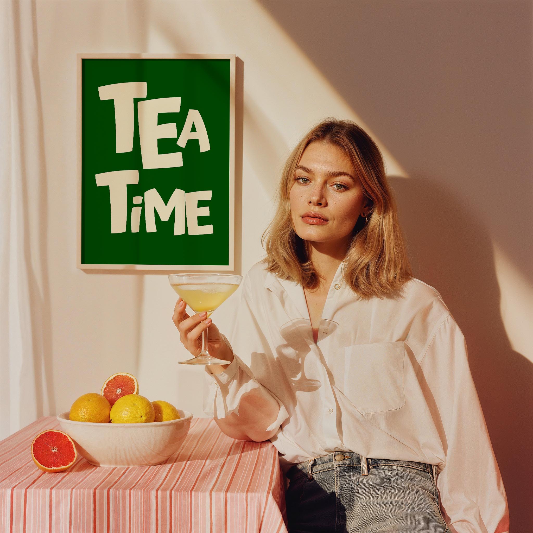 Çay Zamanı Tipografi Mutfak Duvar Tablosu