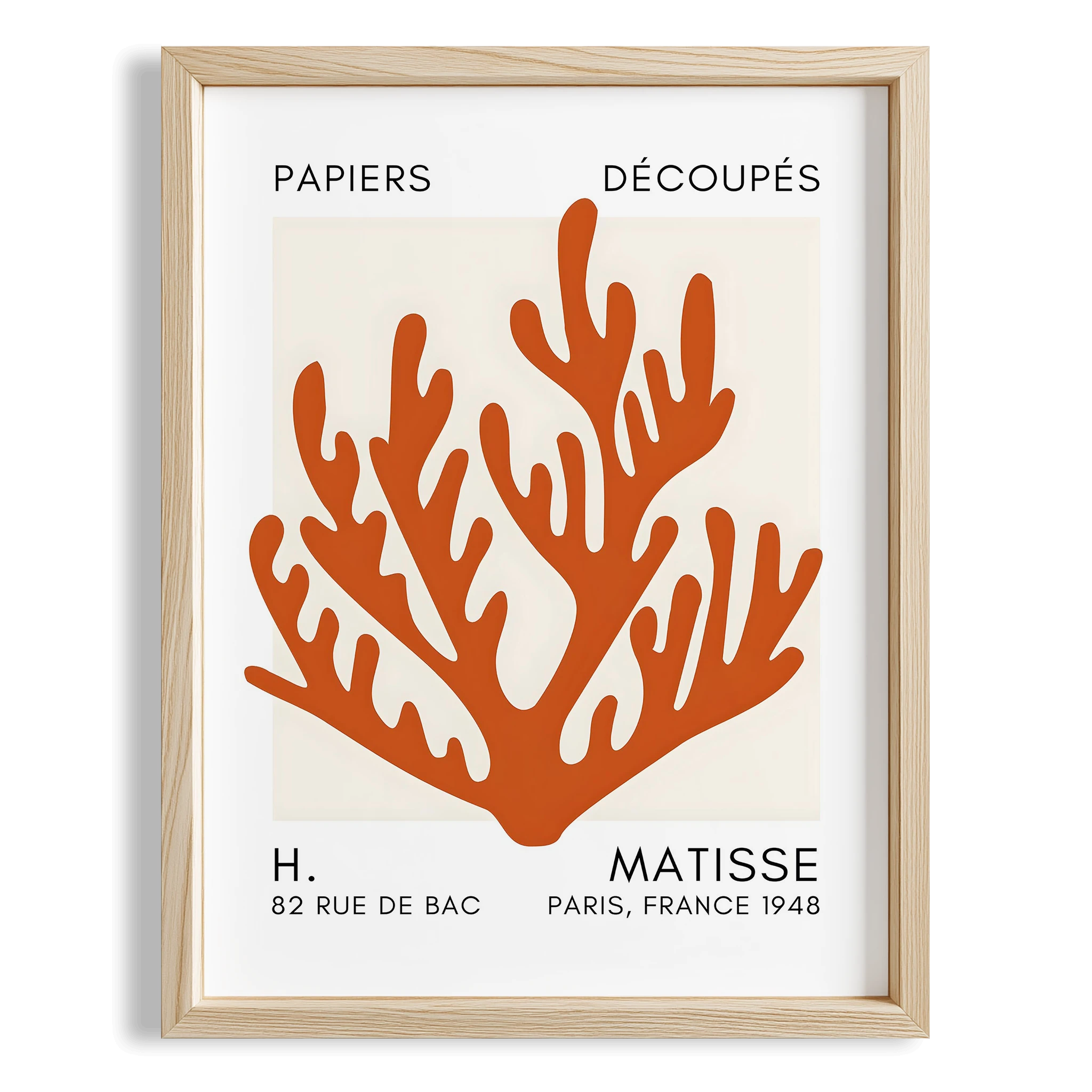 Matisse Kağıt Kesimleri Serisi Terracotta Mercan Dalı I Duvar Tablosu