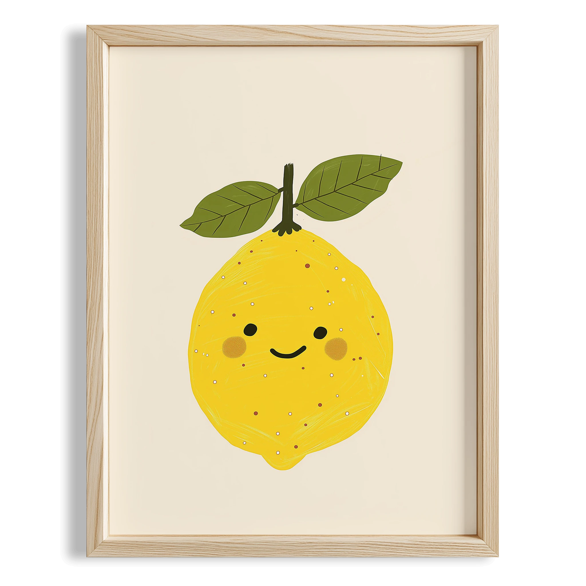 Gülen Limon - Eklektik Tarzda Çocuk Odası Dekorasyonu Ahşap Çerçeveli Duvar Tablosu