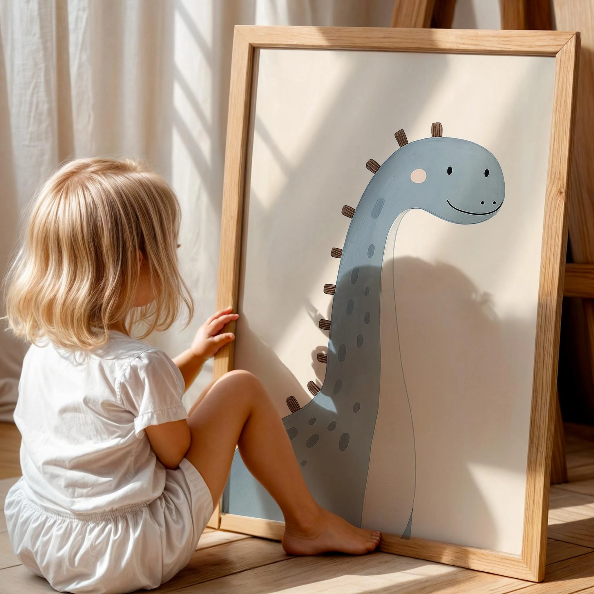 Sevimli Dinozor Çocuk Odası Ahşap Tablo