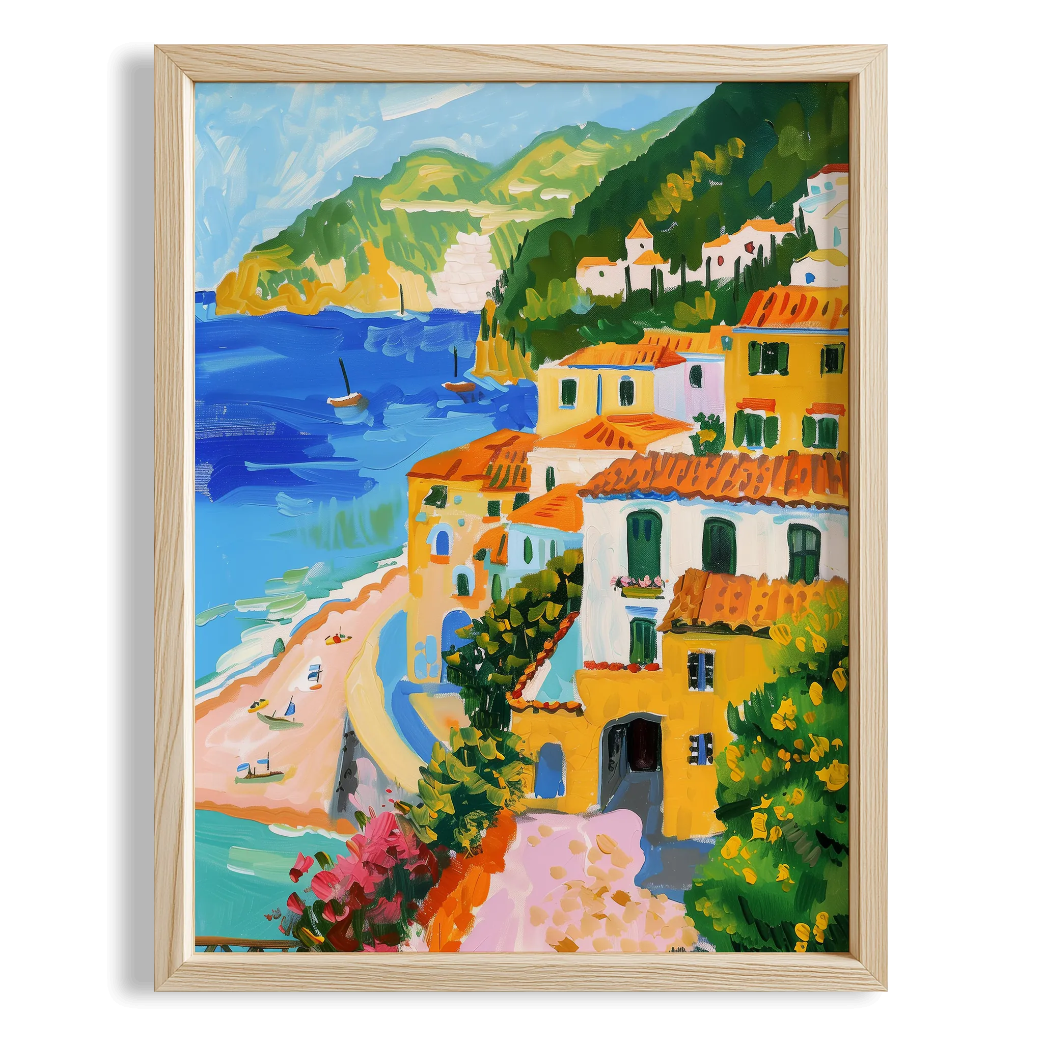 Positano Sahil Kasabası Manzarası İtalya Koleksiyonu Mutfak Duvar Tablosu