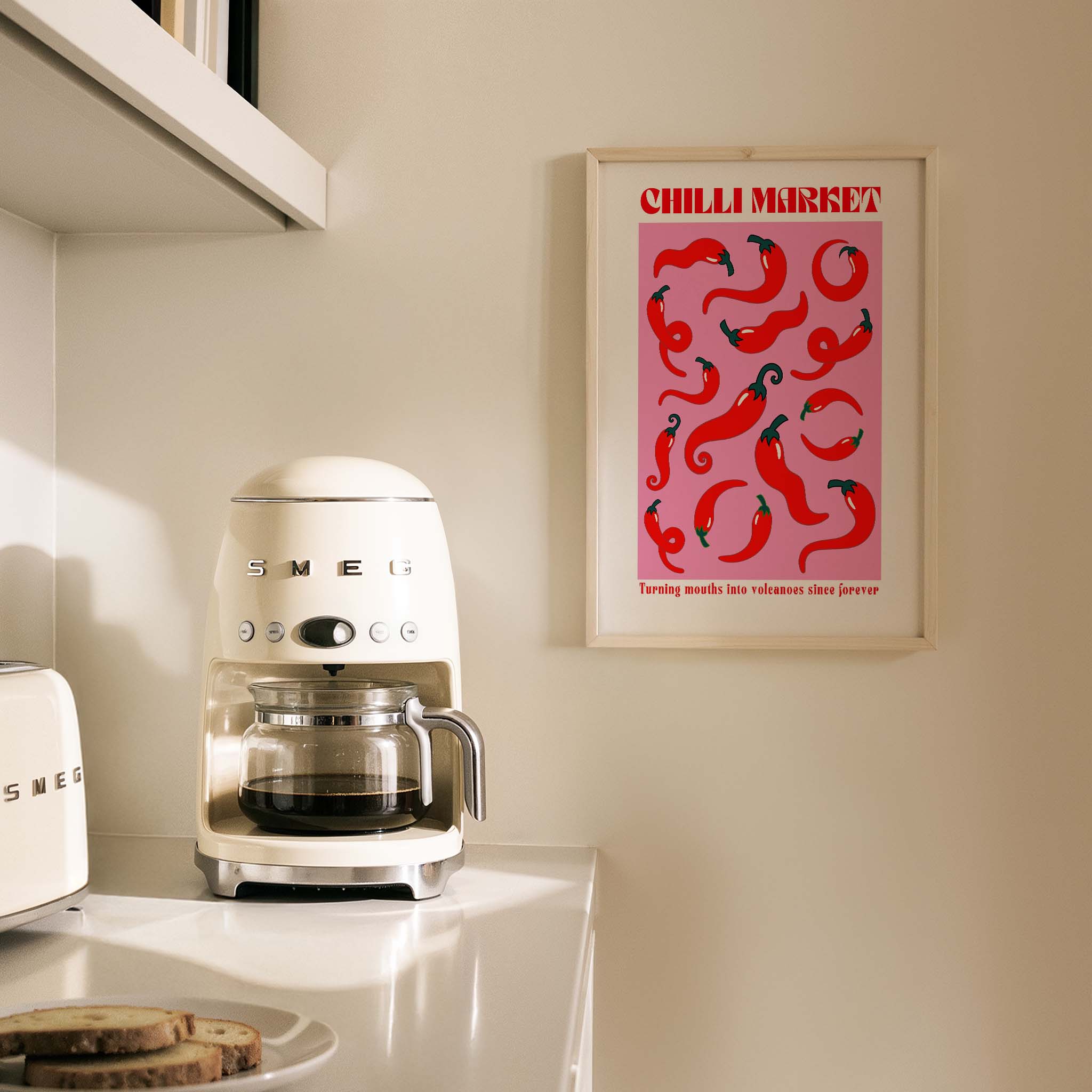 Chilli Market Acı Biber Sebzeler Mutfak Duvar Tablosu II