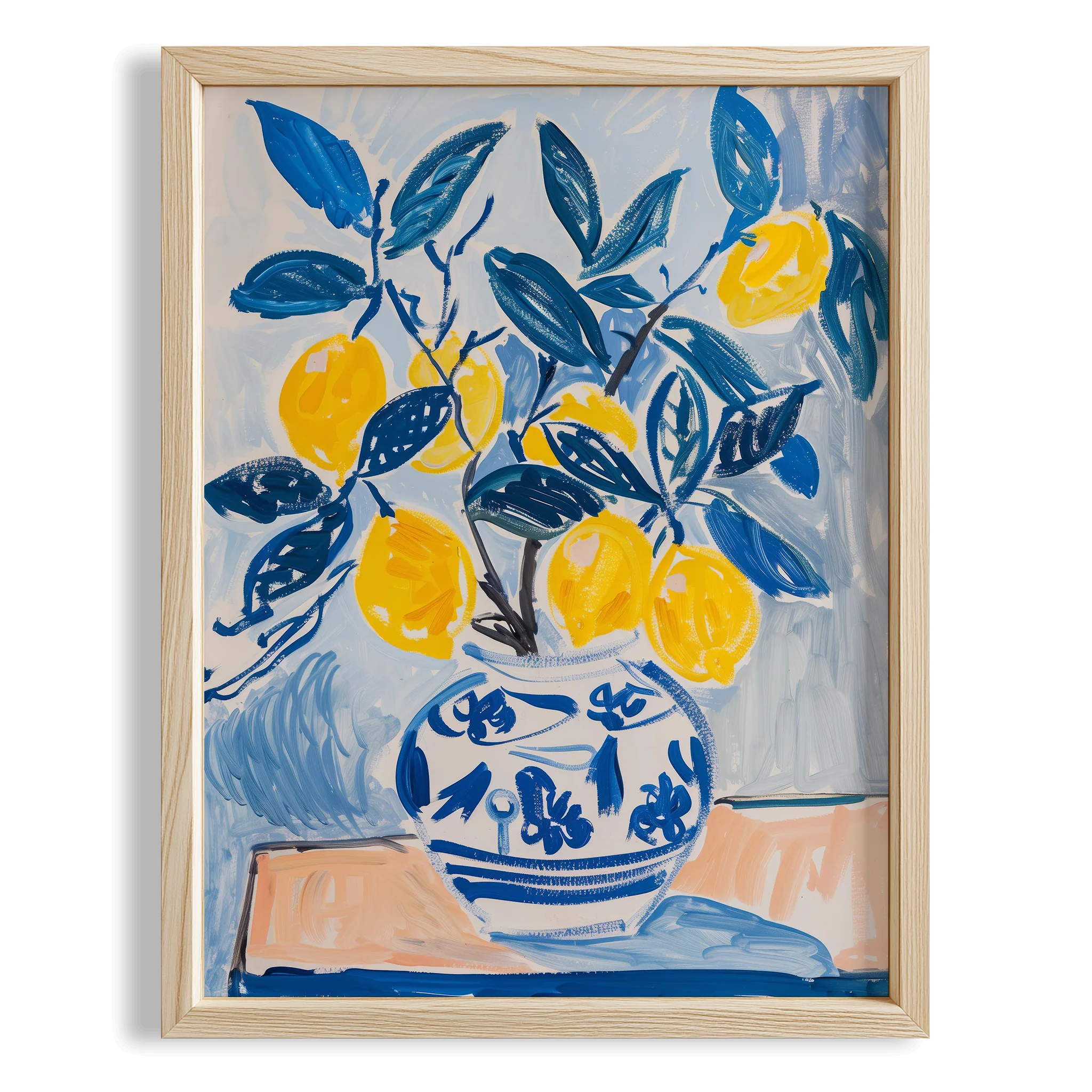 Limon Dalları Natürmort Akdeniz İtalya Koleksiyonu Mutfak Duvar Tablosu