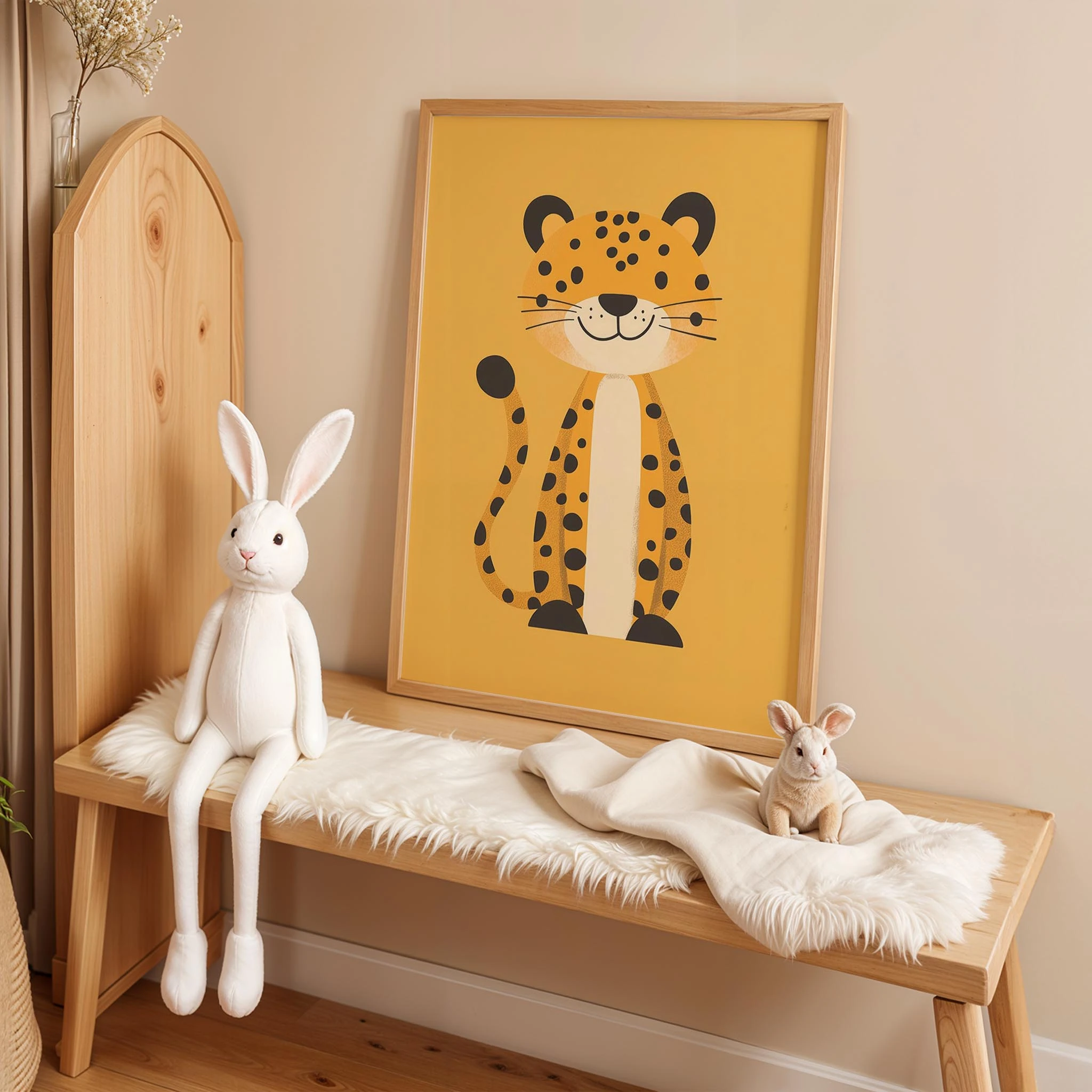 Sevimli Leopar - Sarı Fon