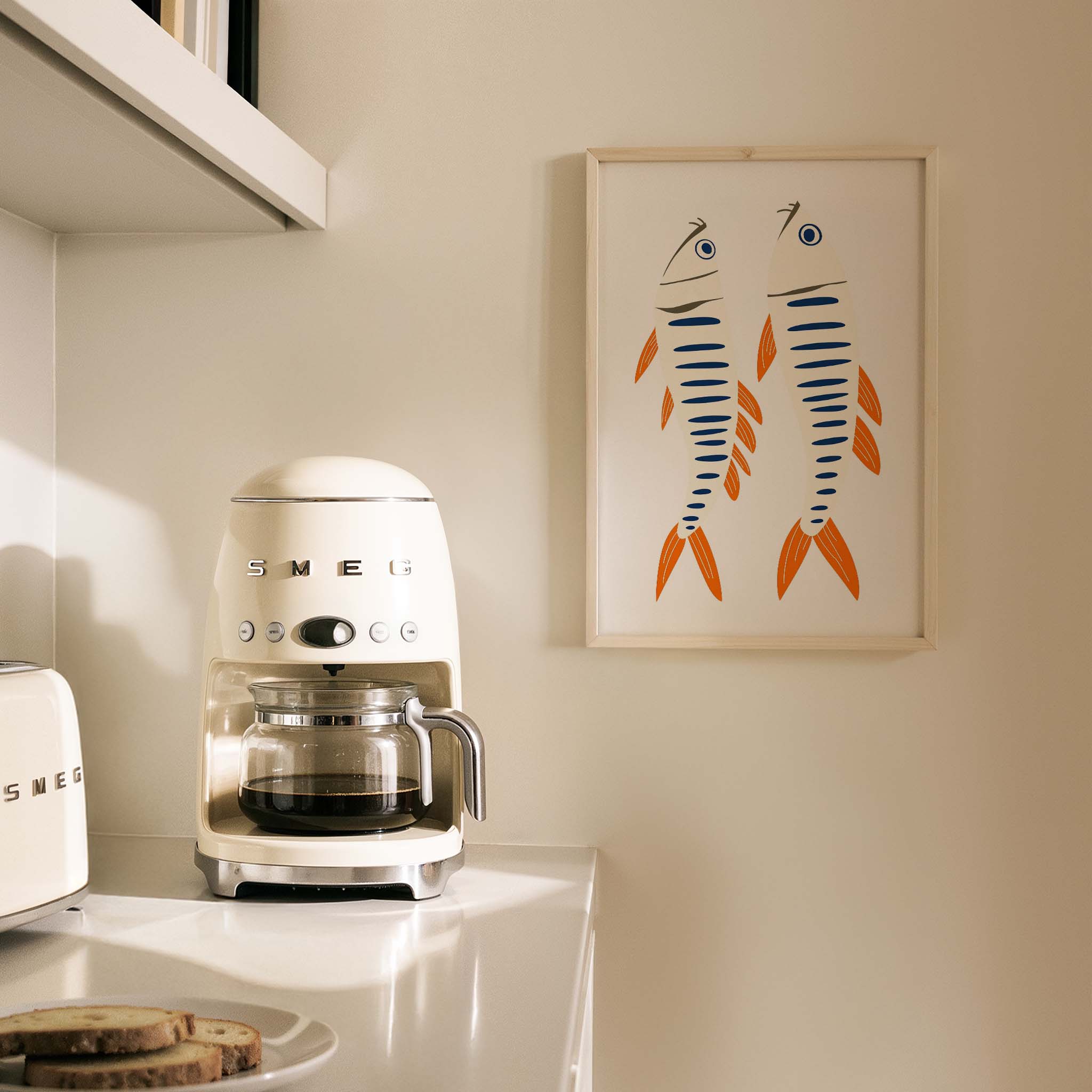 Sardalyalar Coastal Stil Mutfak Duvar Tablosu