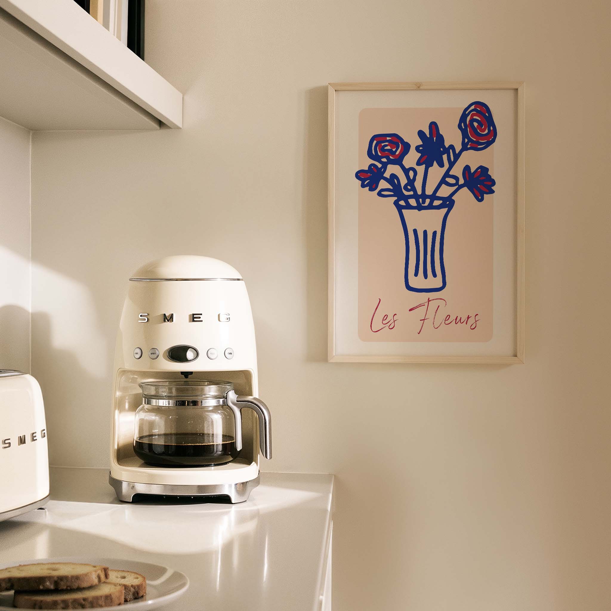 Les Fleurs Fransız Kültürü Çiçekler Mutfak Duvar Tablosu