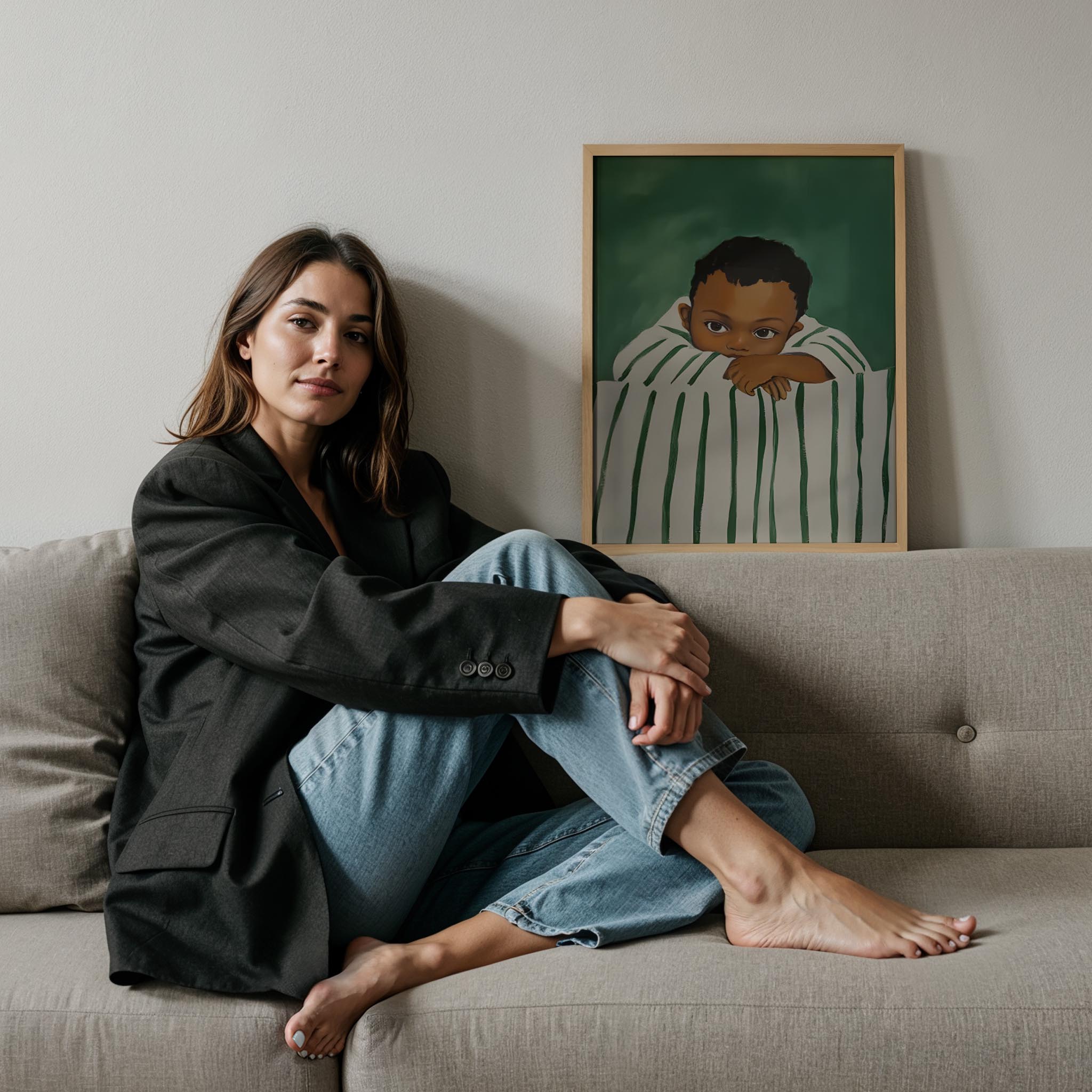 Genç Portre I - Zümrüt Çizgili