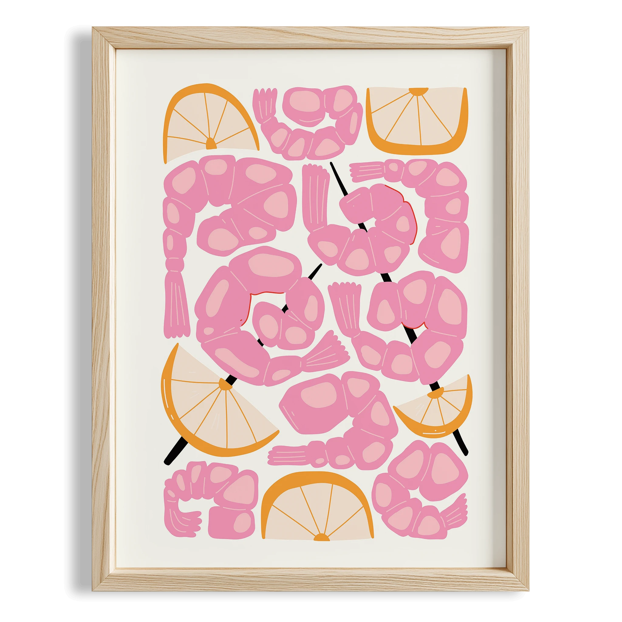 Karides ve Limon Modern Food Akdeniz Koleksiyonu Mutfak Duvar Tablosu