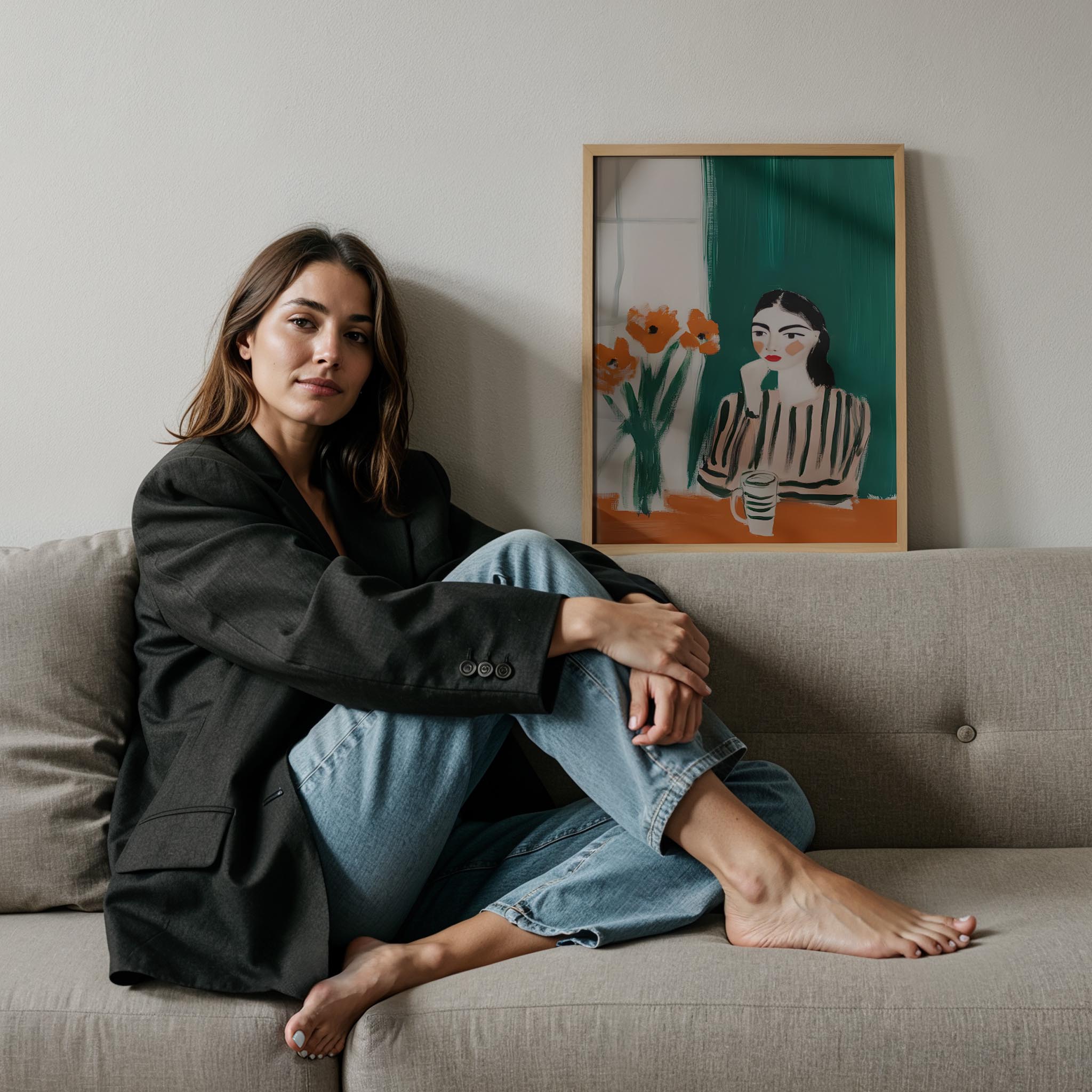 Masa Başı Portre I - Çiçeklerle