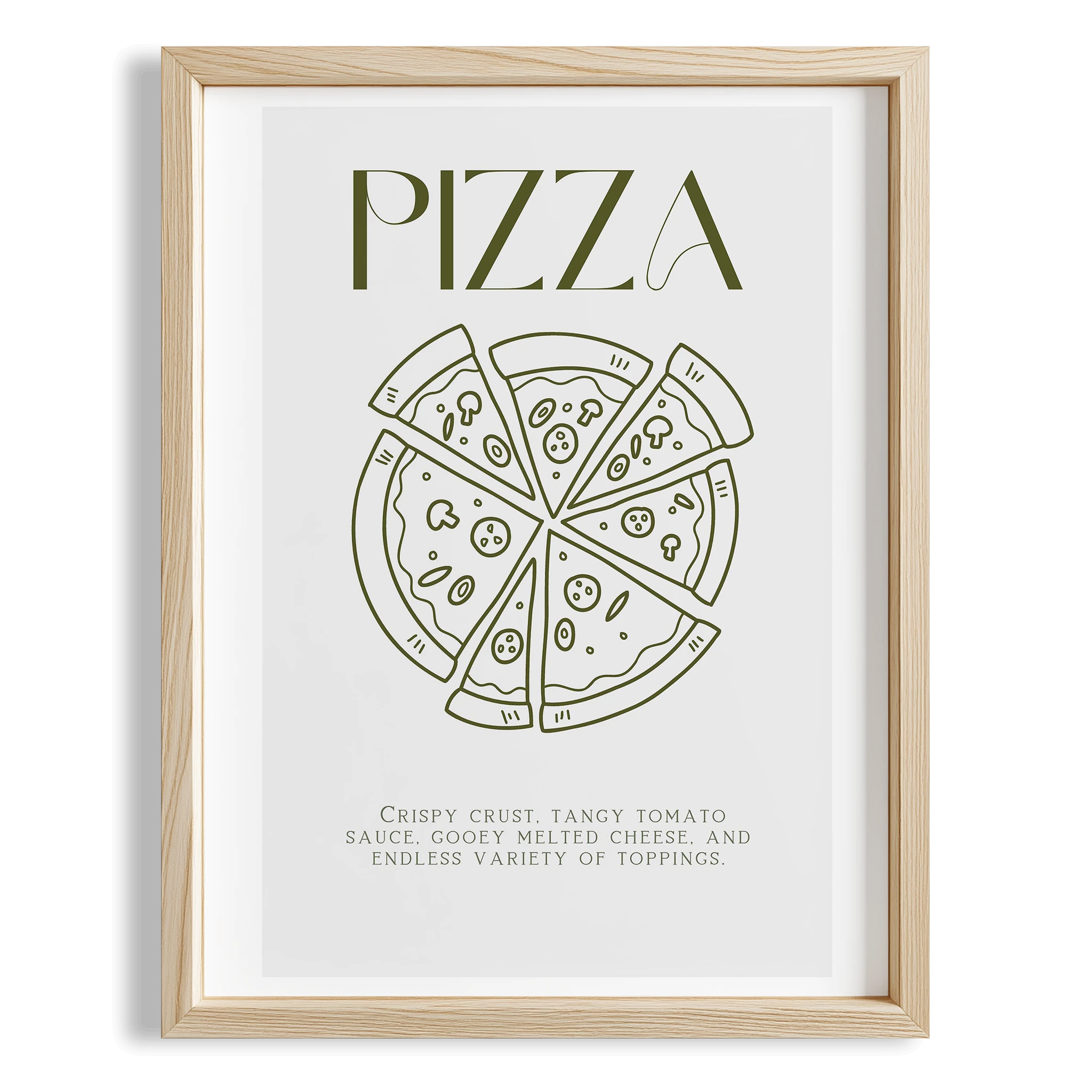 Pizza Çizim Akdeniz İtalya Koleksiyonu Mutfak Duvar Tablosu II