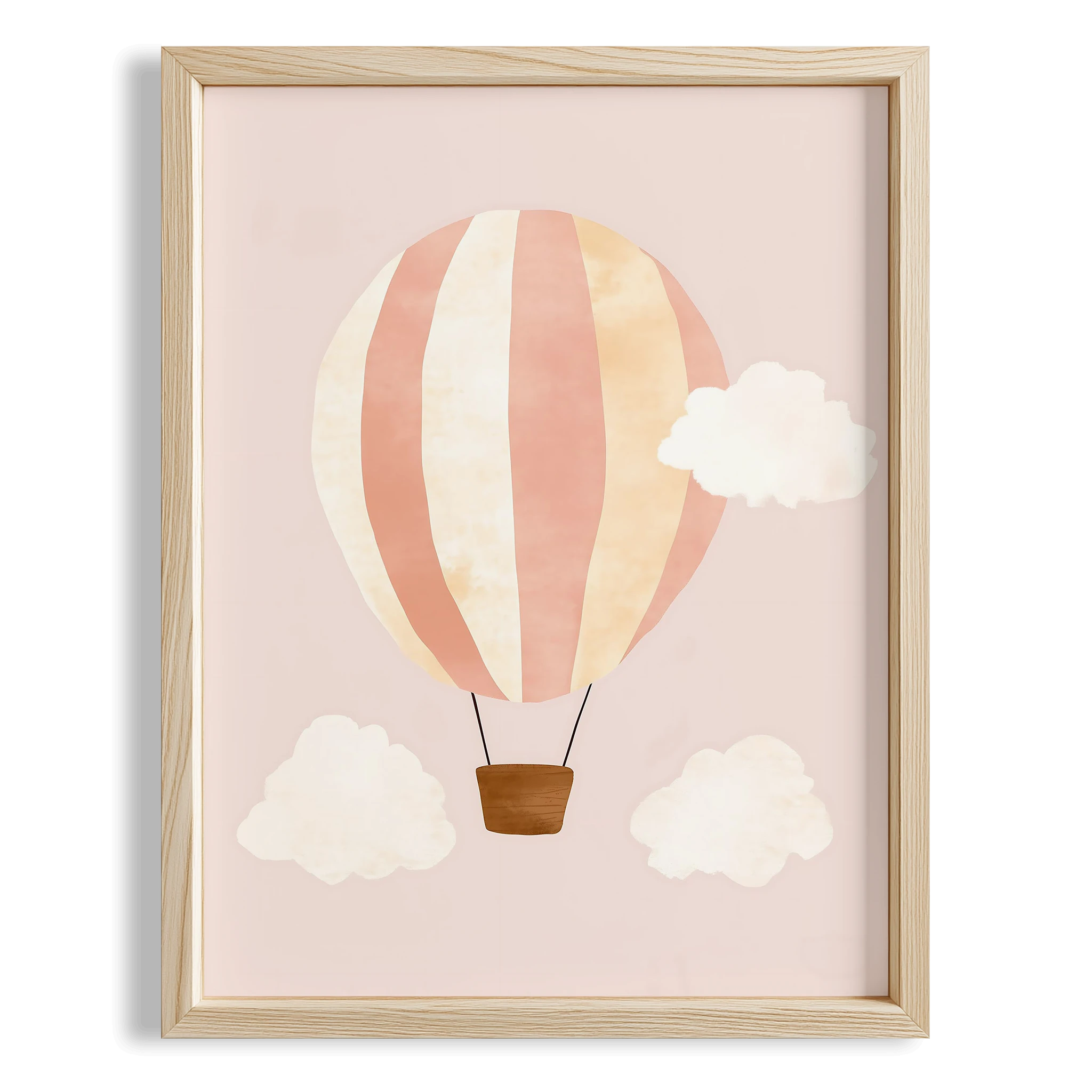 Pembe Balon Kız Çocuk Odası Ahşap Tablo