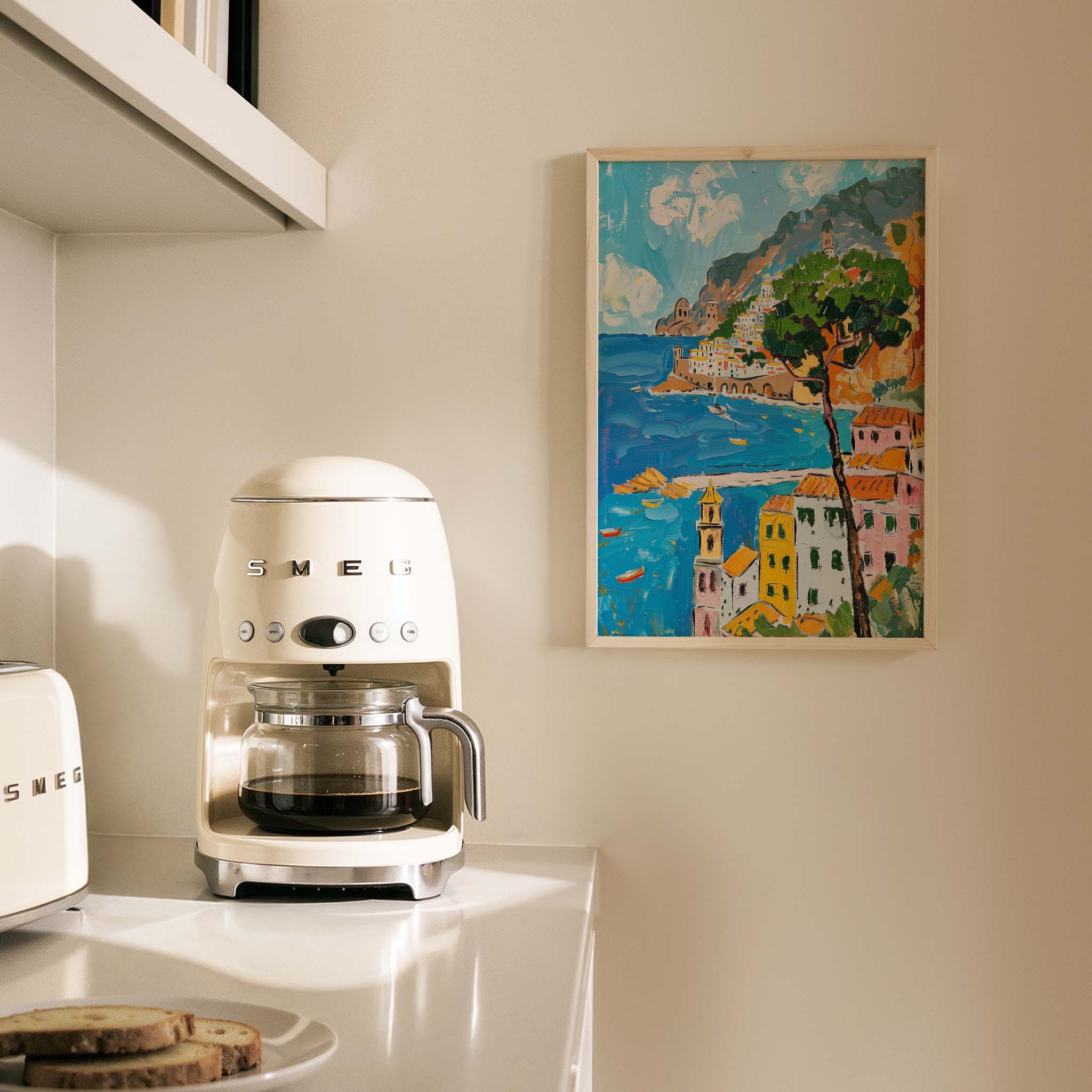 Amalfi Kıyısı Panoramik Manzara İtalya Koleksiyonu Mutfak Duvar Tablosu