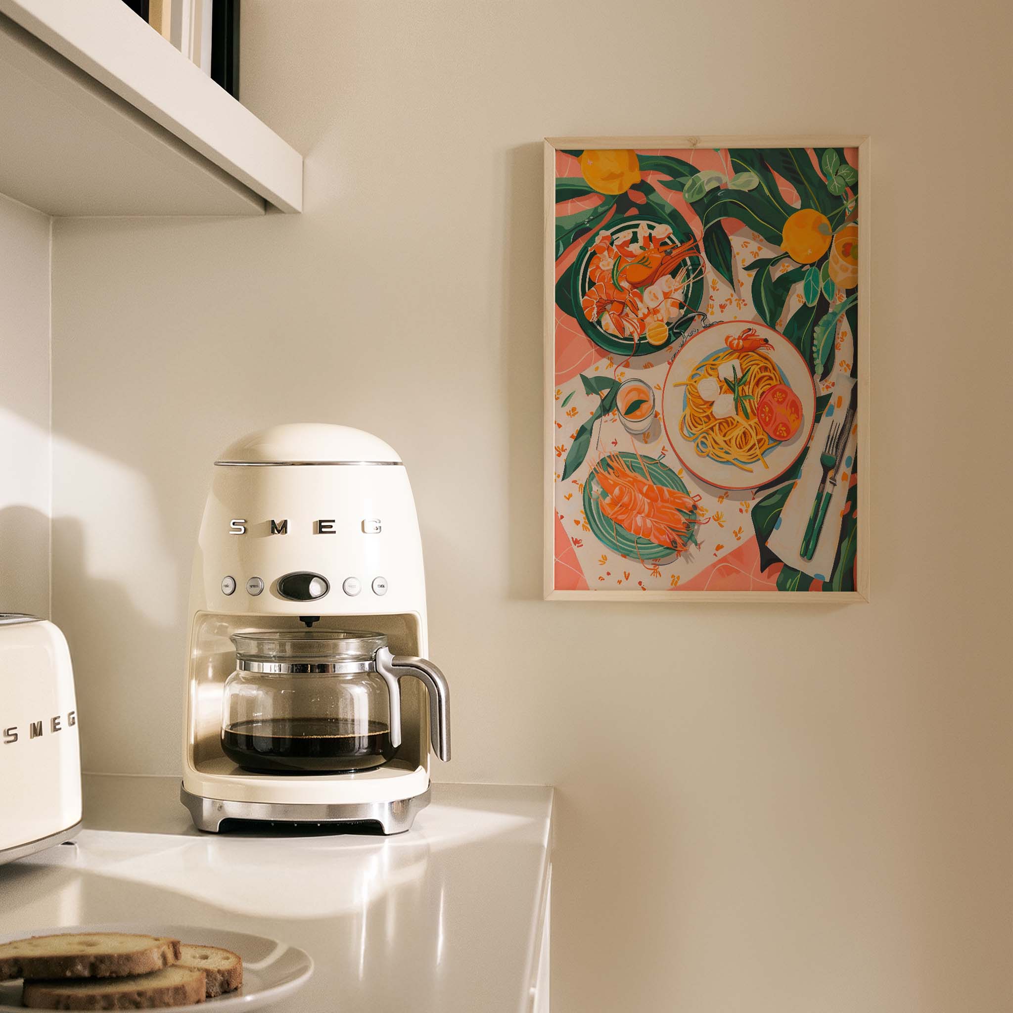 Akdeniz Usulü Deniz Mahsulleri Sofrası Mutfak Duvar Tablosu