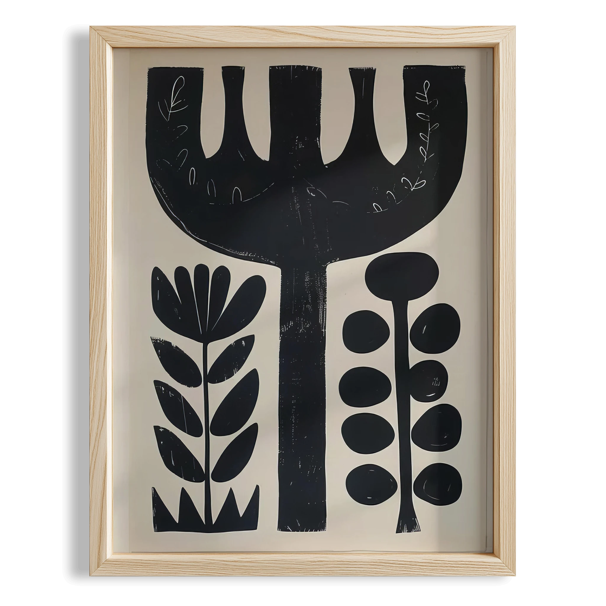 Soyut Çiçekler I - Siyah Bej