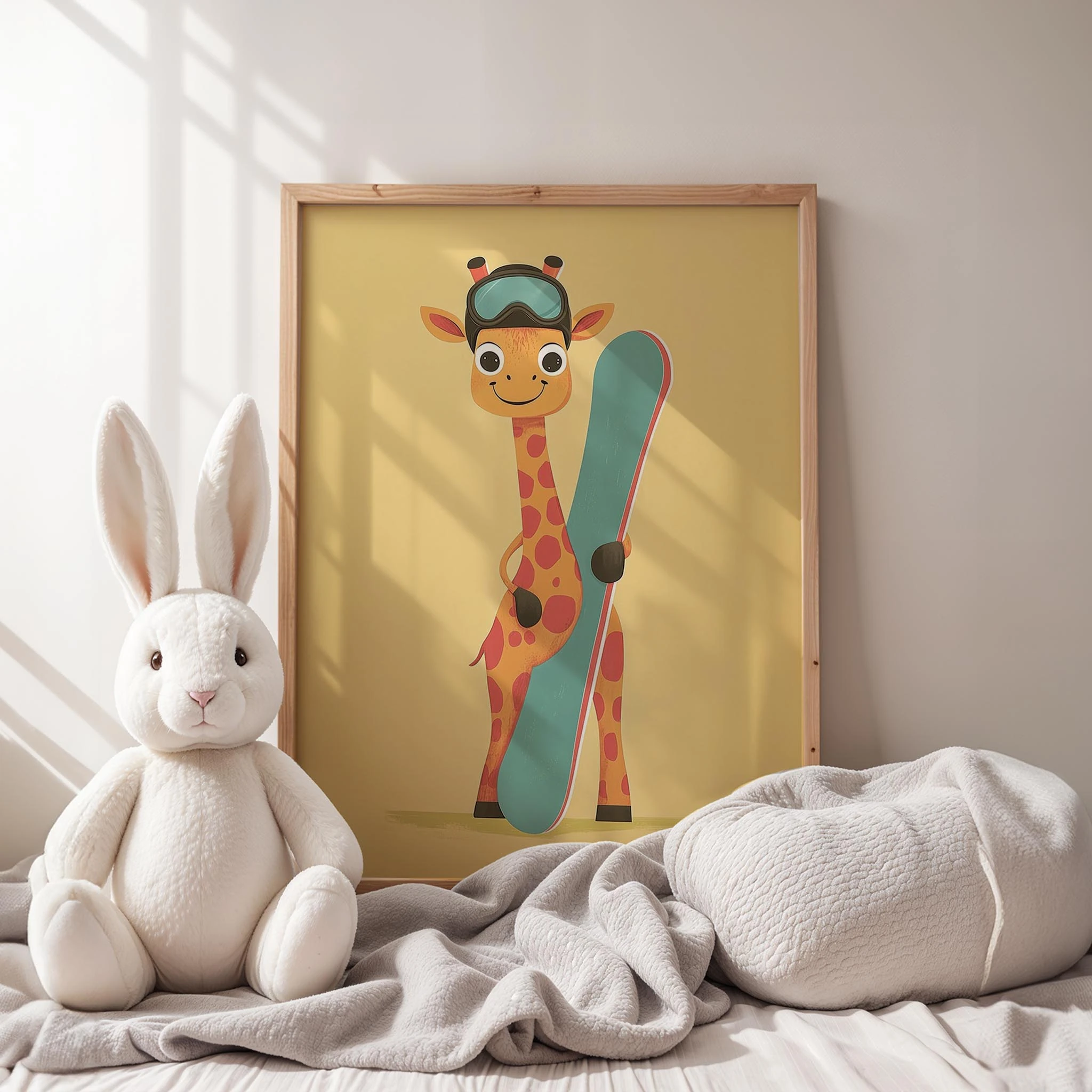 Snowboardcu Zürafa II - Sarı Fon