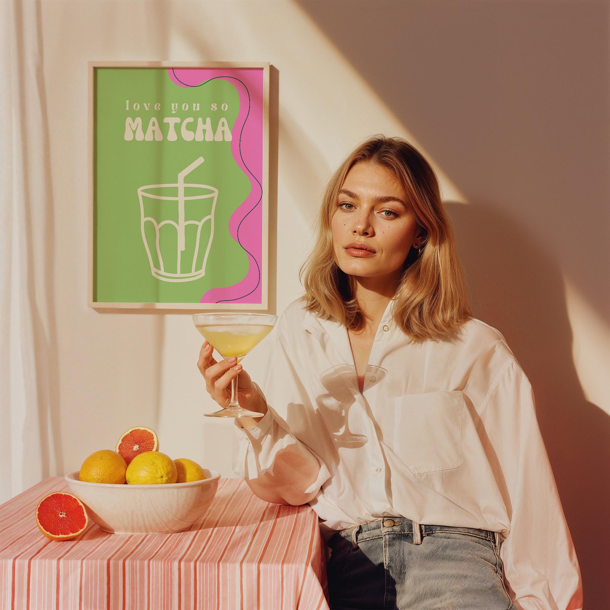 Love You So Matcha Çayı Tipografi Mutfak Duvar Tablosu