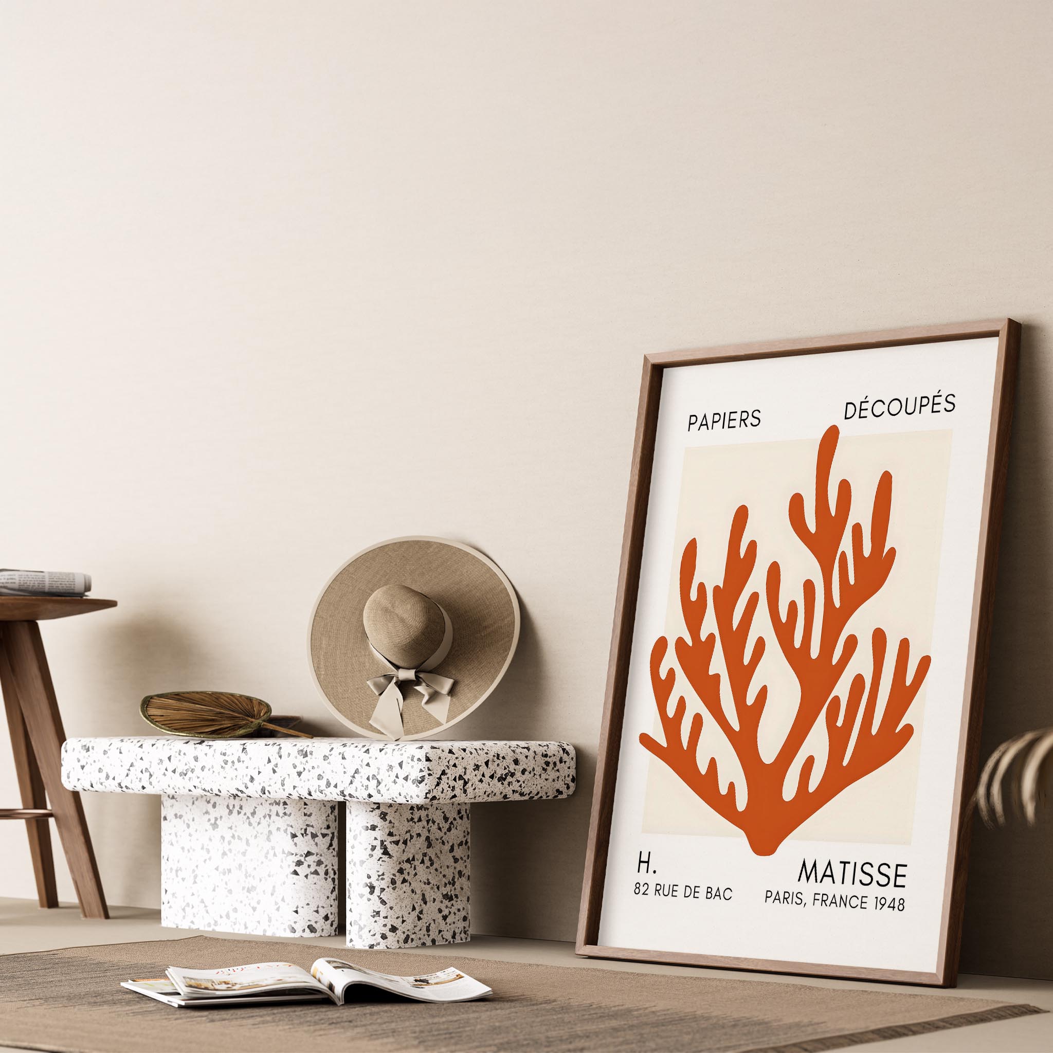 Matisse Kağıt Kesimleri Serisi Terracotta Mercan Dalı I Duvar Tablosu