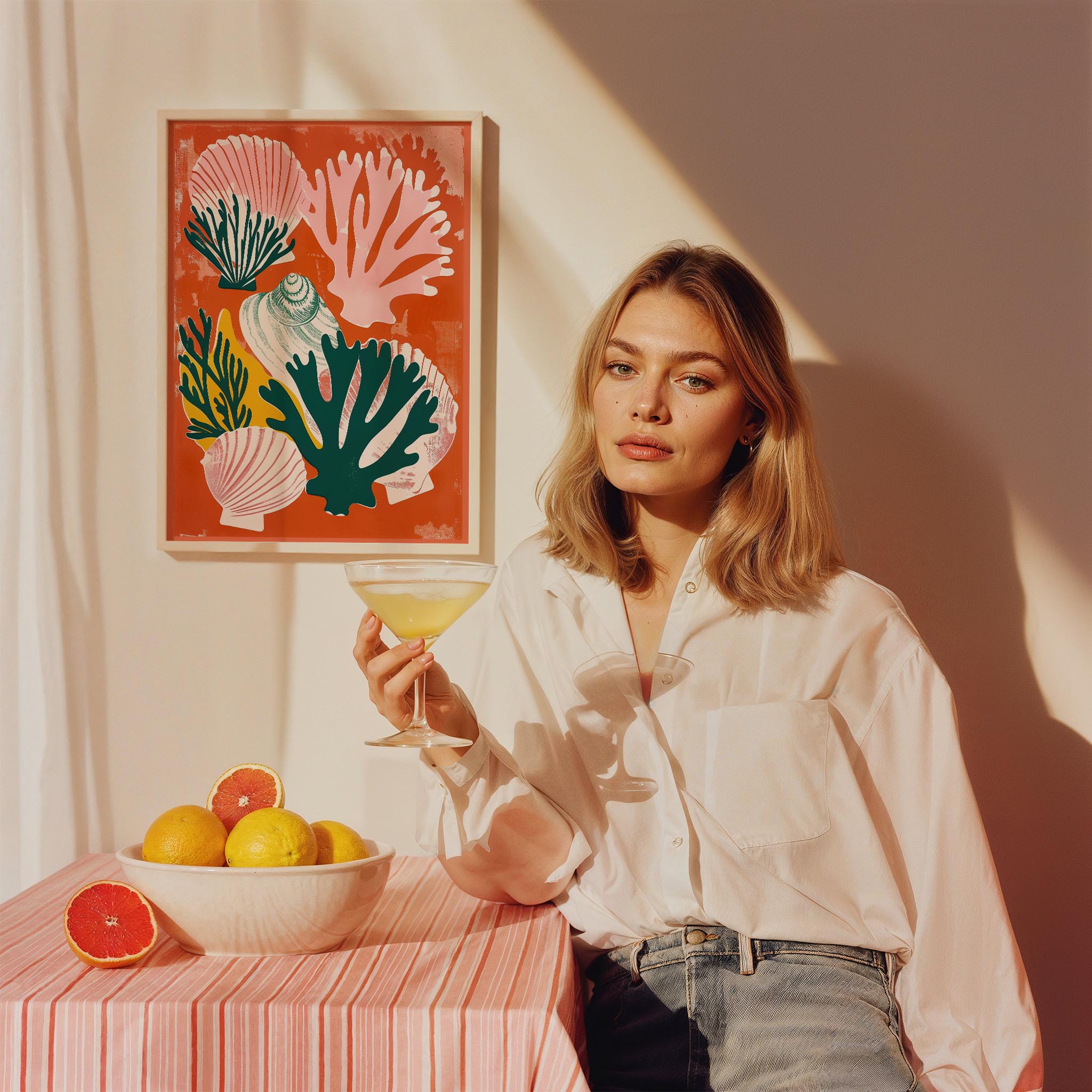 Mercanlar ve Deniz Kabukları Coastal Stili - Duvar Tablosu