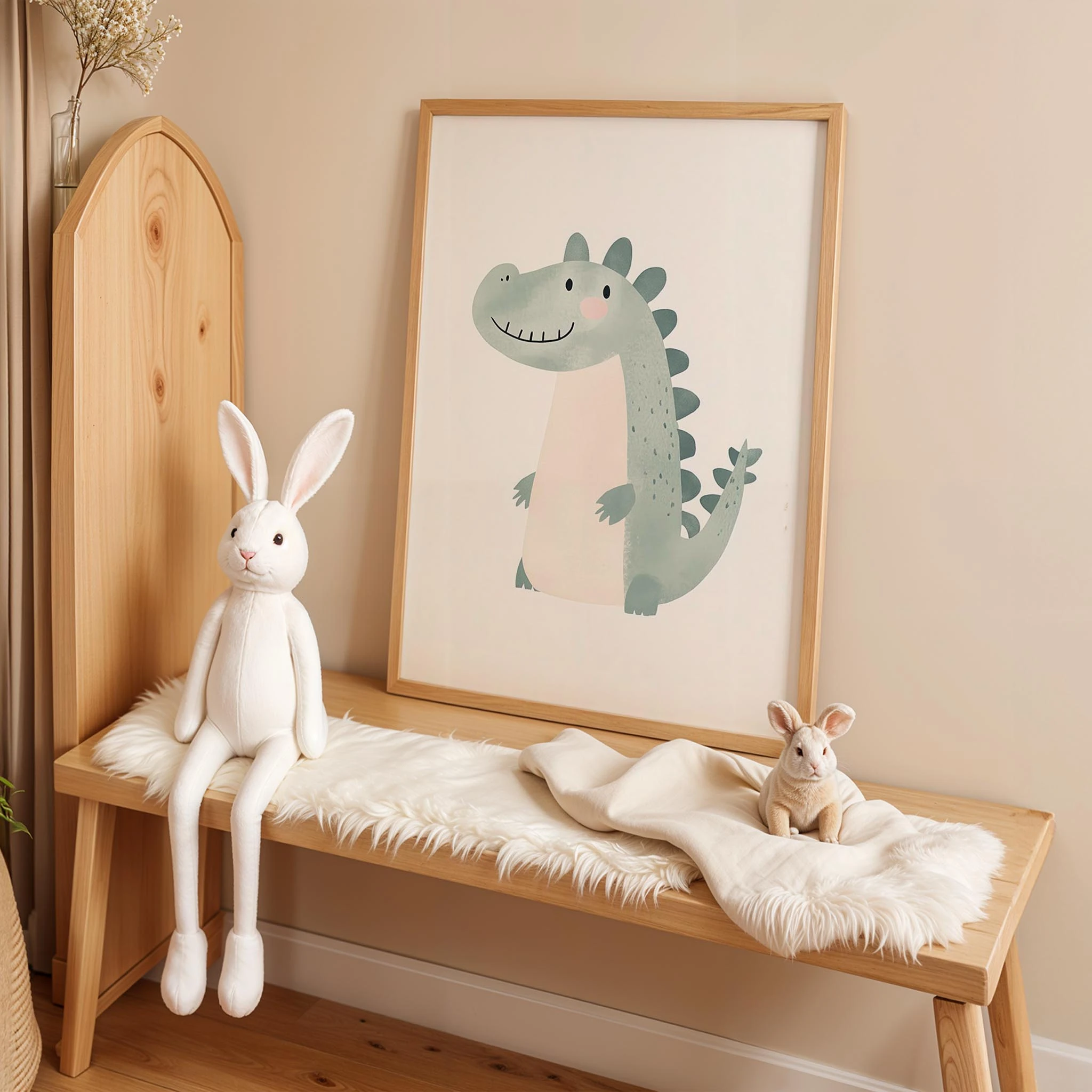 Sevimli Dinozor - Beyaz Fon