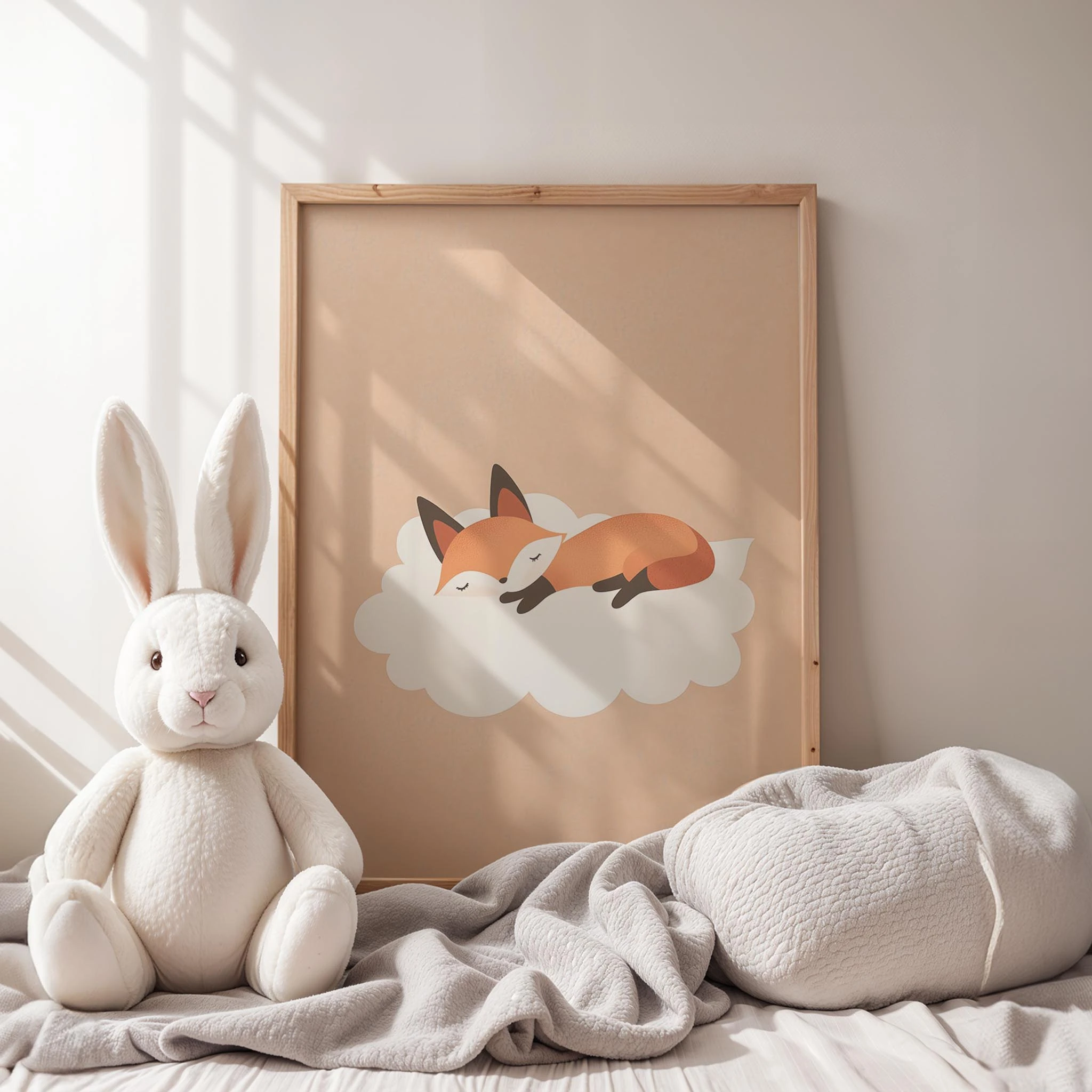 Bulut Üstünde Uyuyan Tilki - Somon Fon