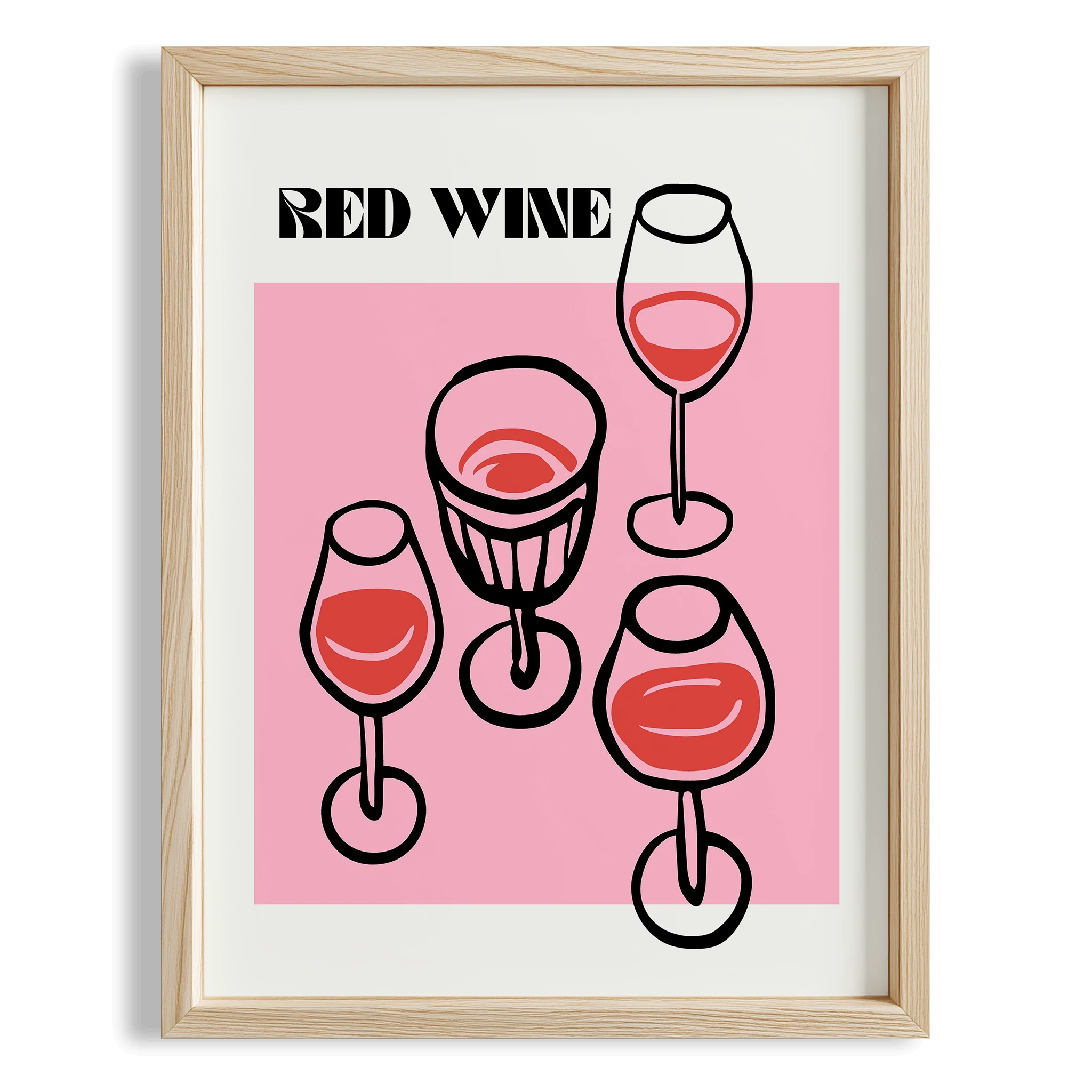 Kırmızı Şarap Kokteyller Mutfak Duvar Tablosu